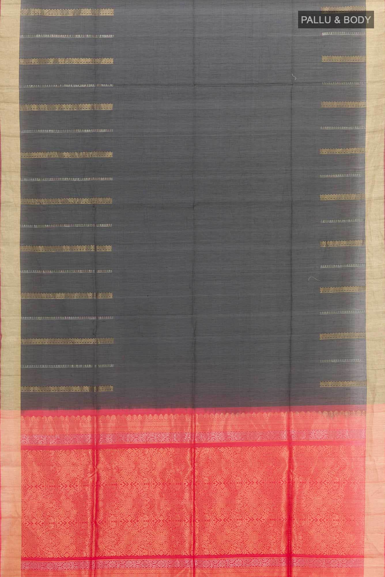 Black Blended Kora Cotton Saree
