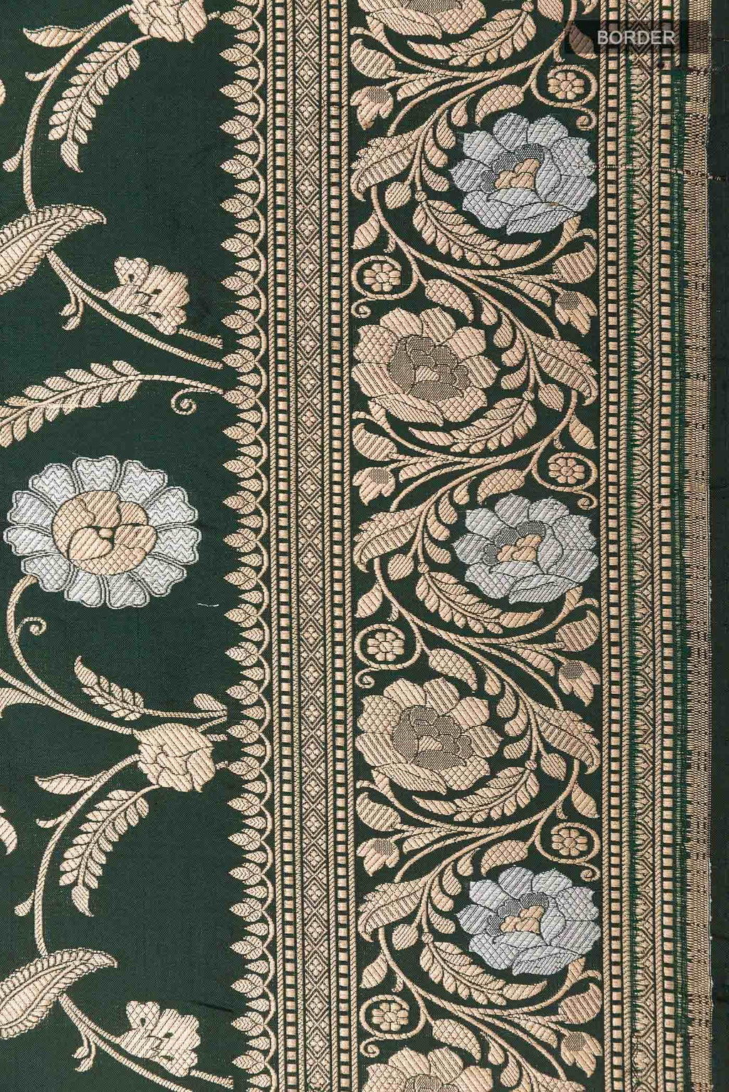 Bottle Green Banarasi Silk Saree