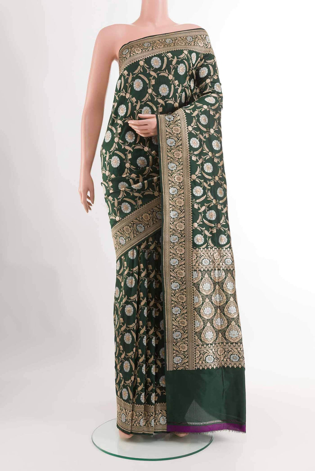 Bottle Green Banarasi Silk Saree