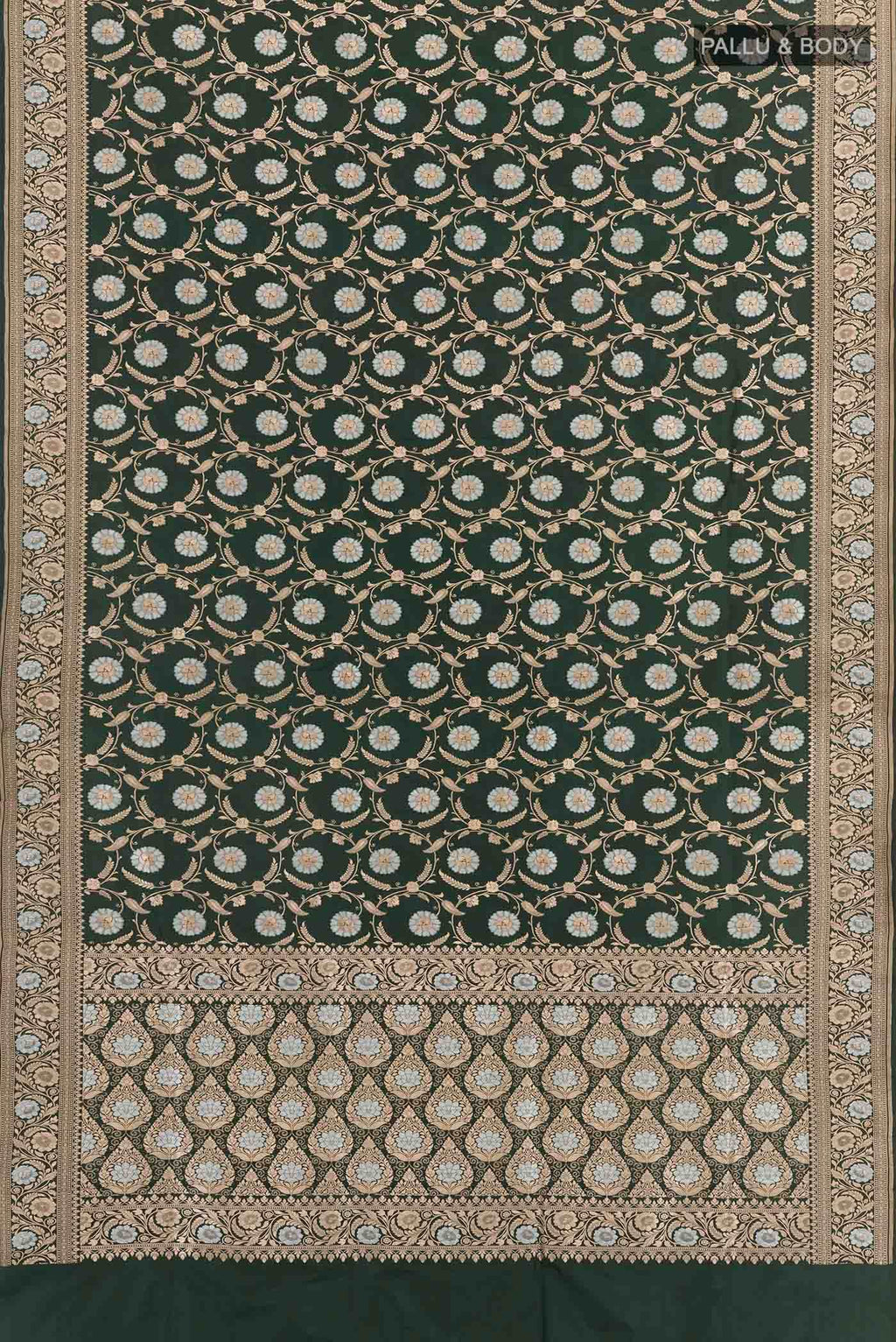 Bottle Green Banarasi Silk Saree