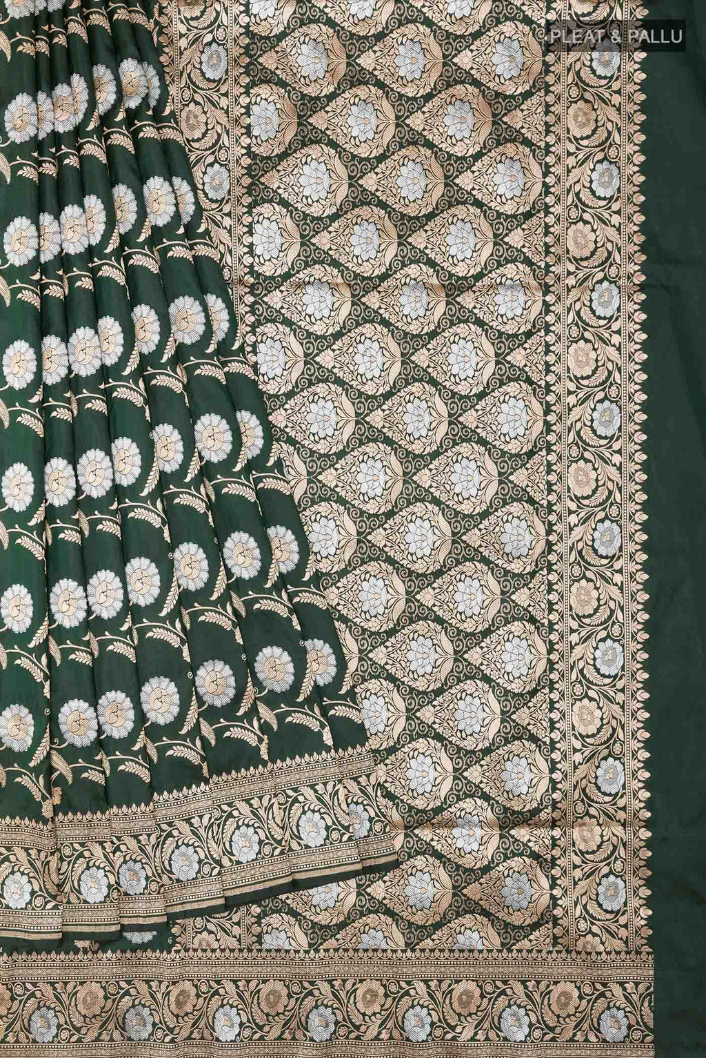 Bottle Green Banarasi Silk Saree