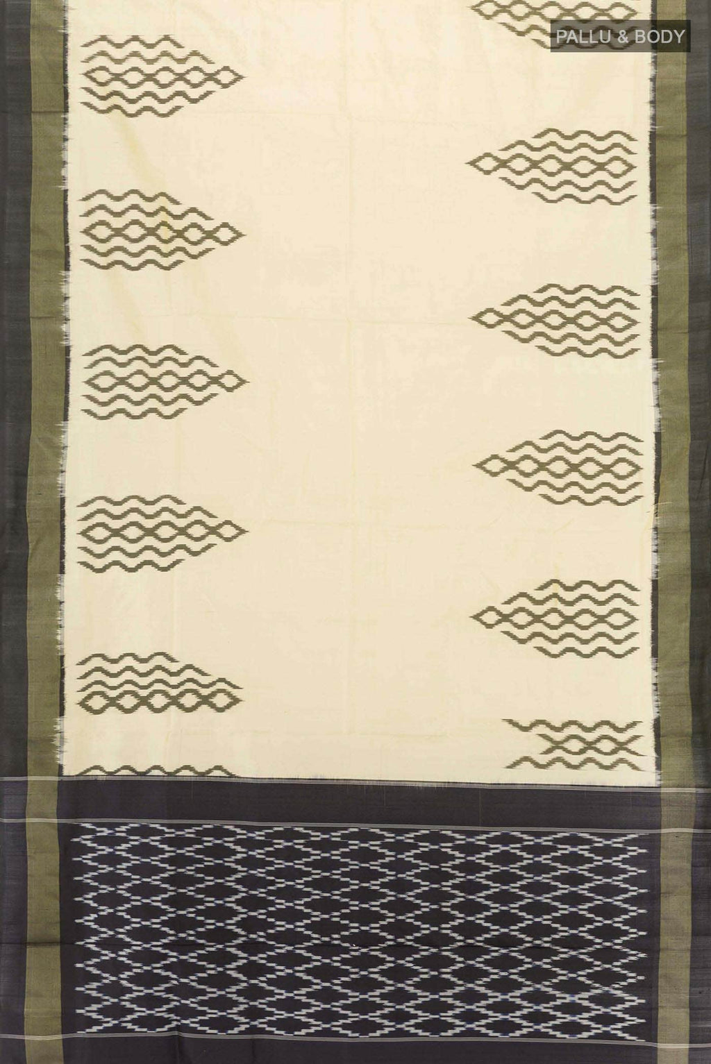 Cream Pochampally Silk Saree