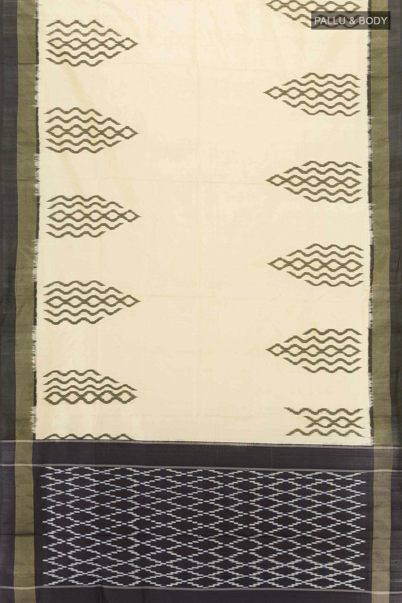 Cream Pochampally Silk Saree