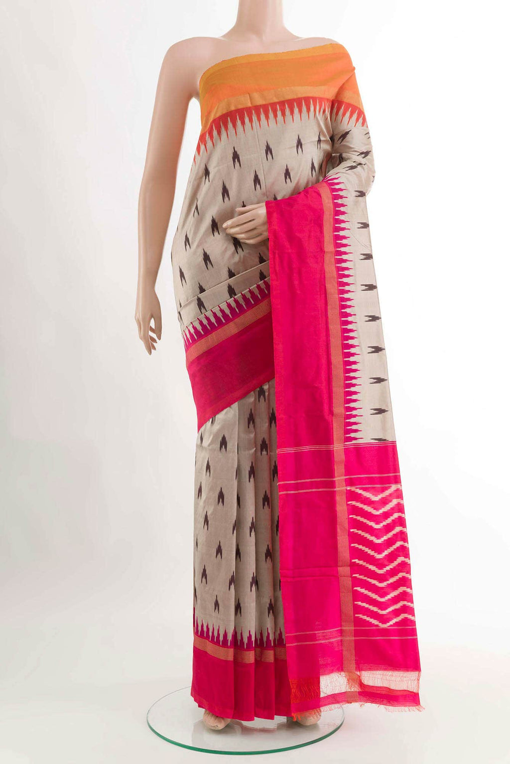 Beige Pochampally Silk Saree