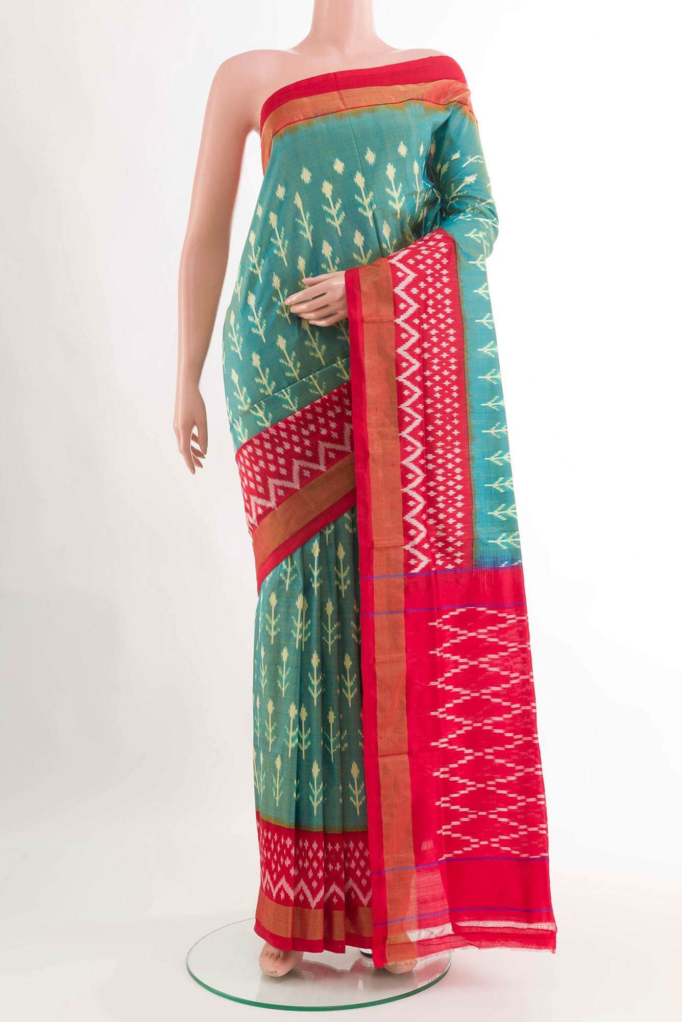 Green Dual Tone Pochampally Silk Saree