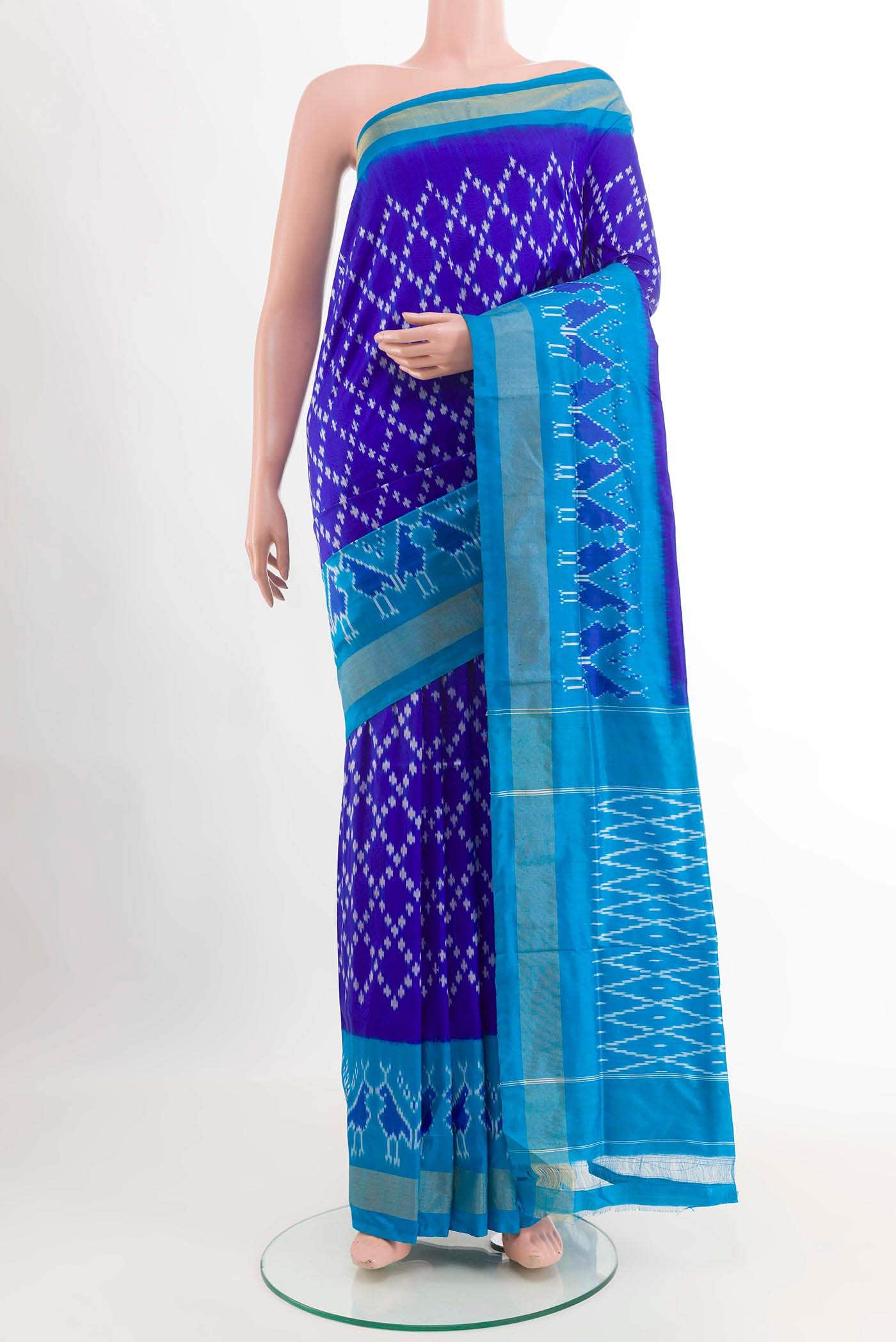 Dark Blue Pochampally Silk Saree