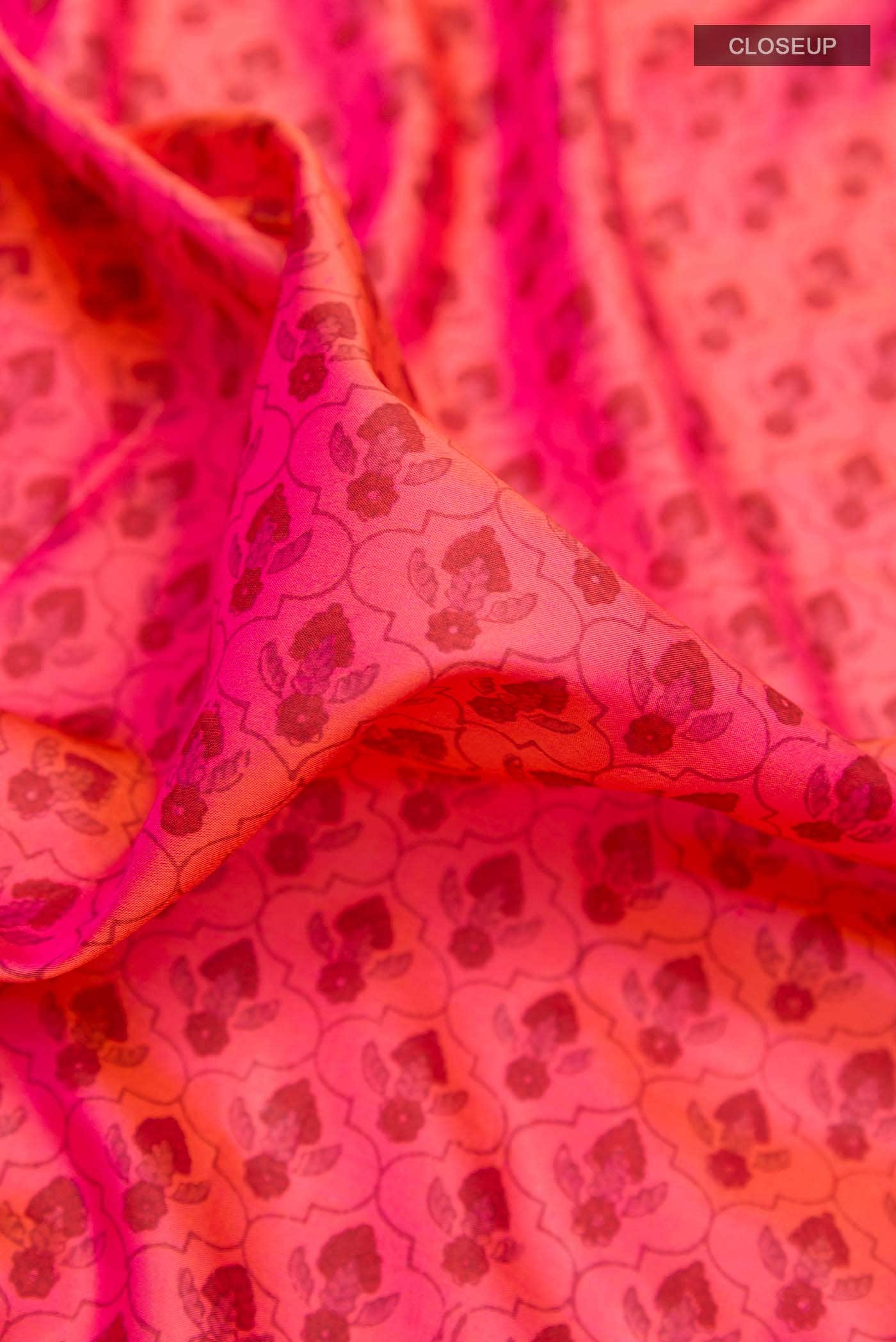 Brick Orange Printed Silk Saree