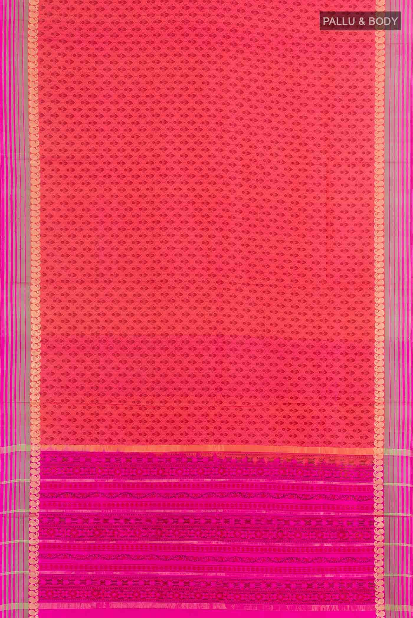 Brick Orange Printed Silk Saree
