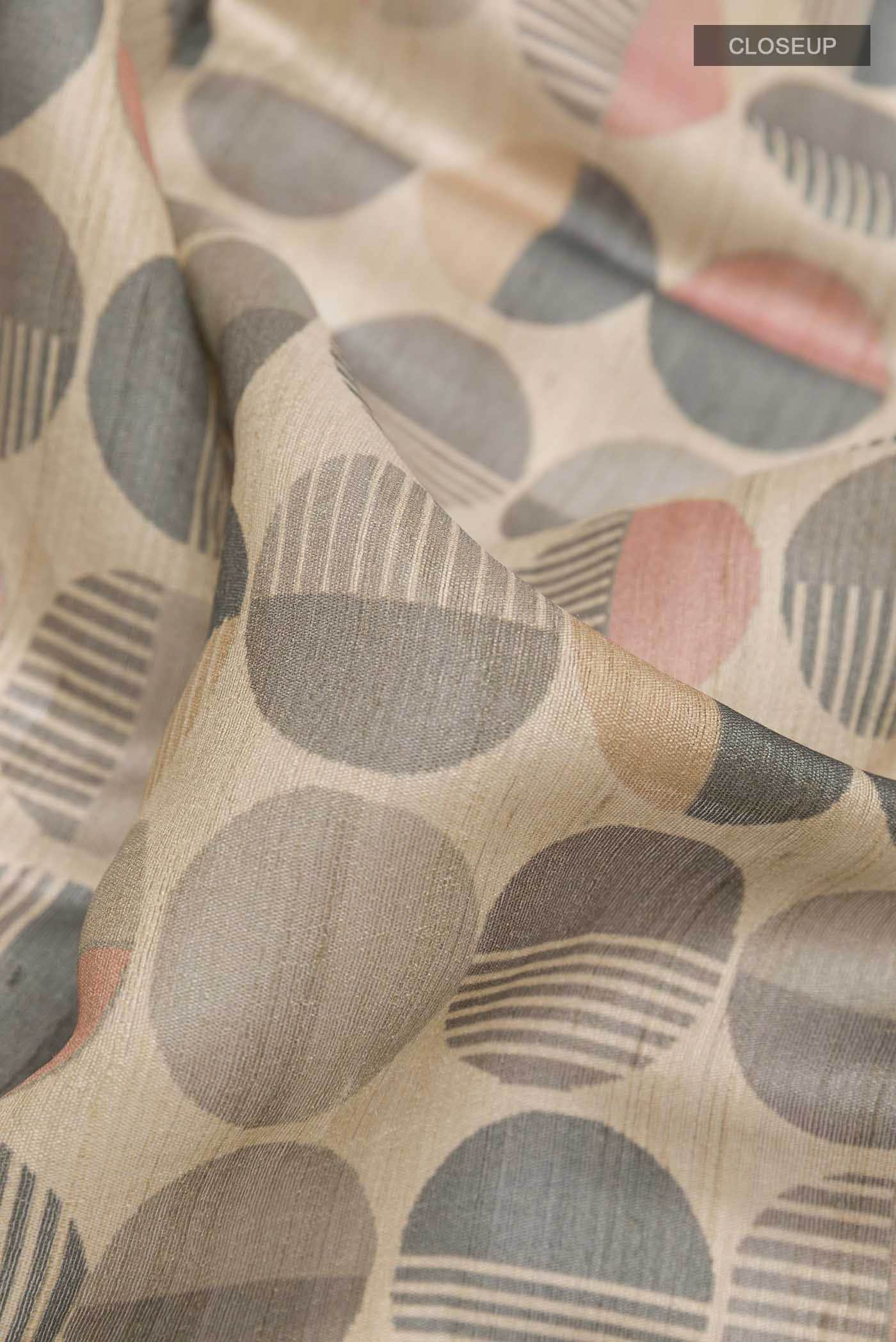 Beige Tussar Saree