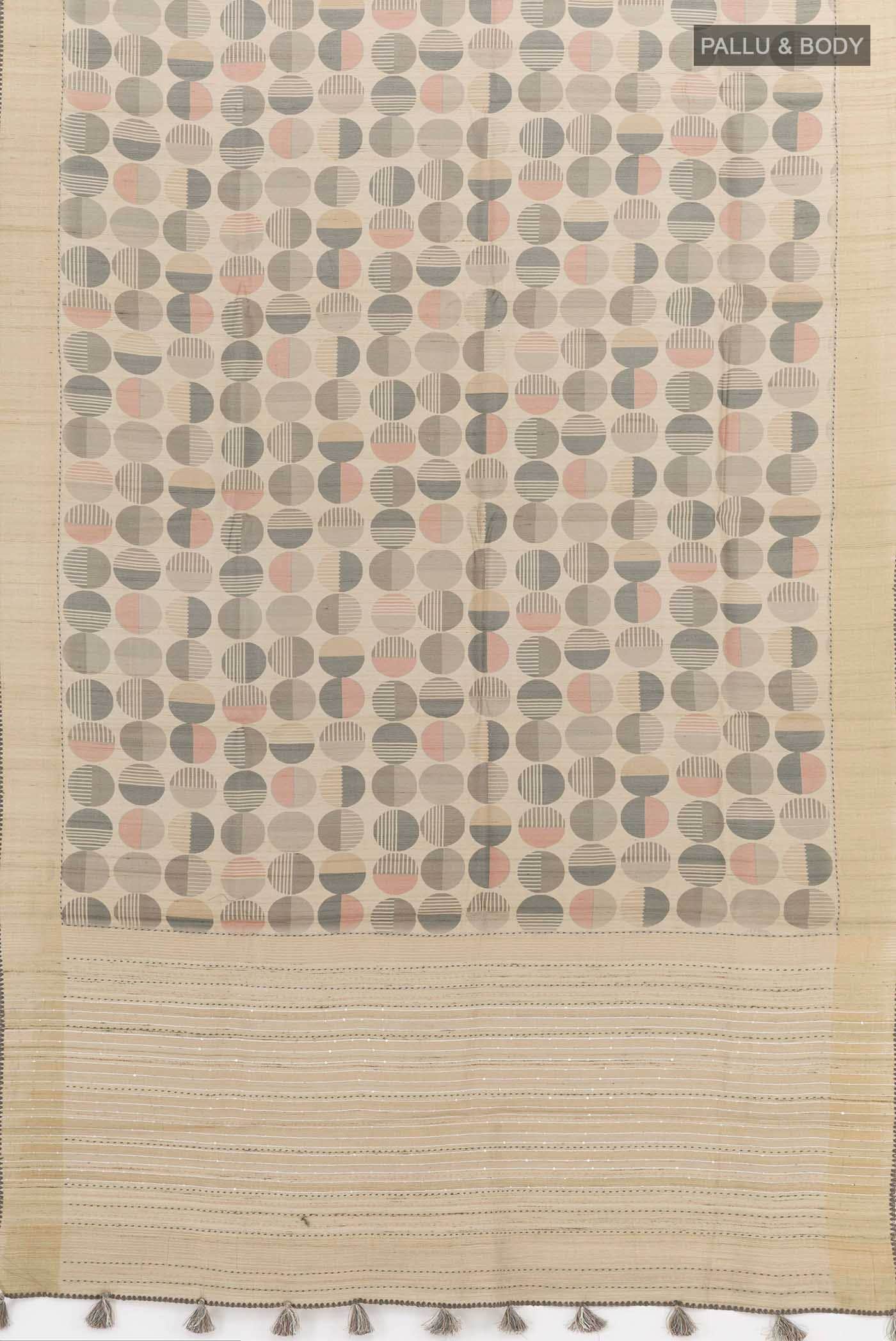 Beige Tussar Saree