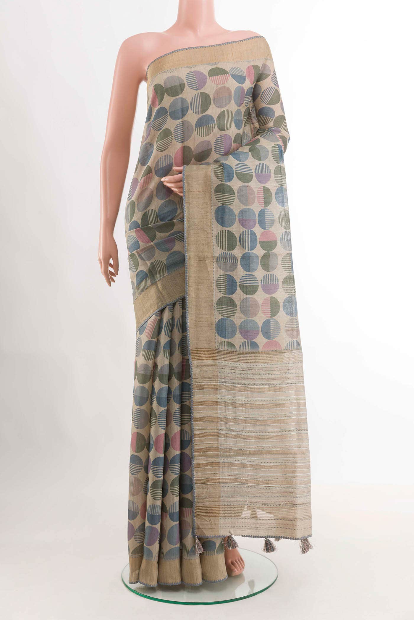 Beige Tussar Saree