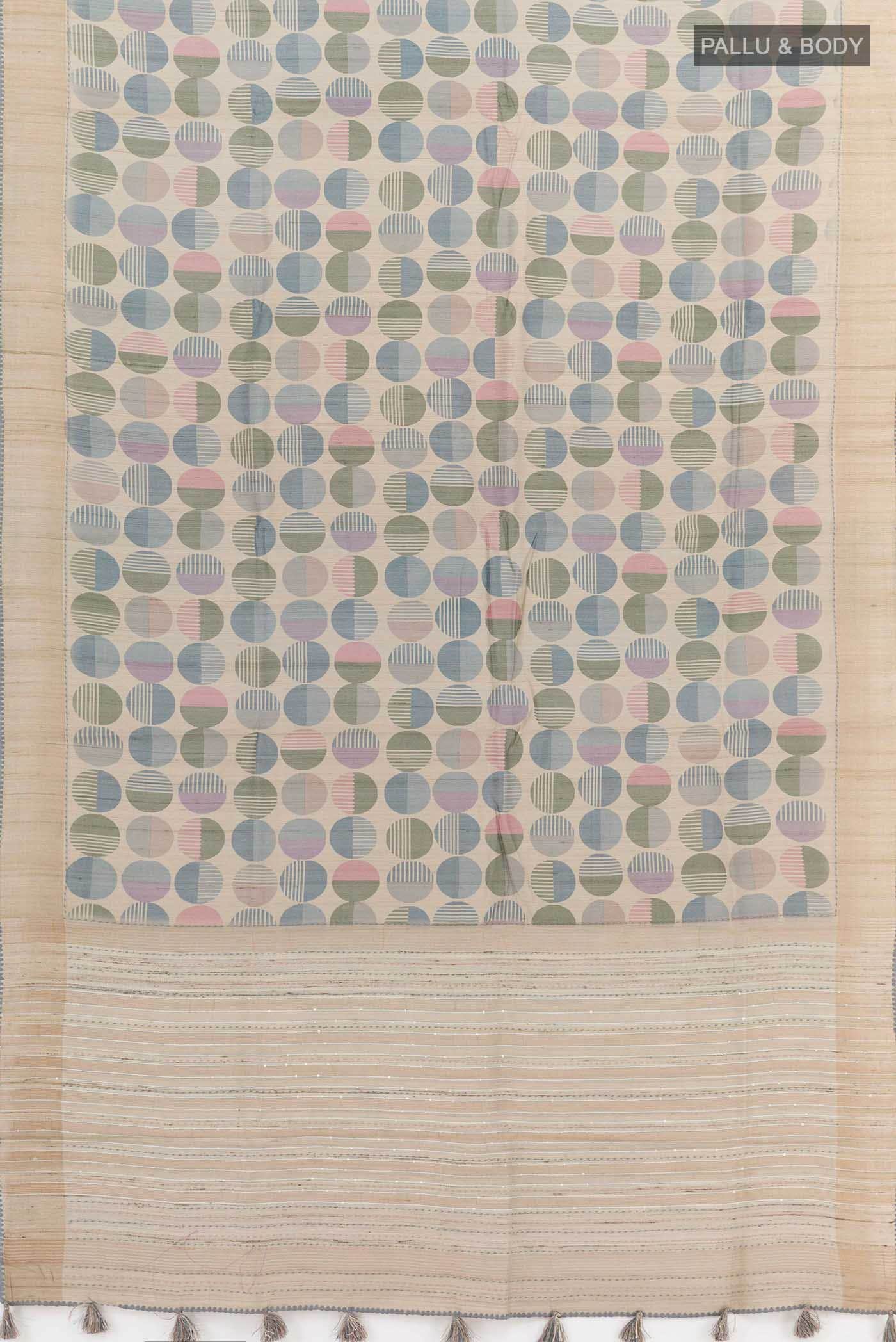 Beige Tussar Saree