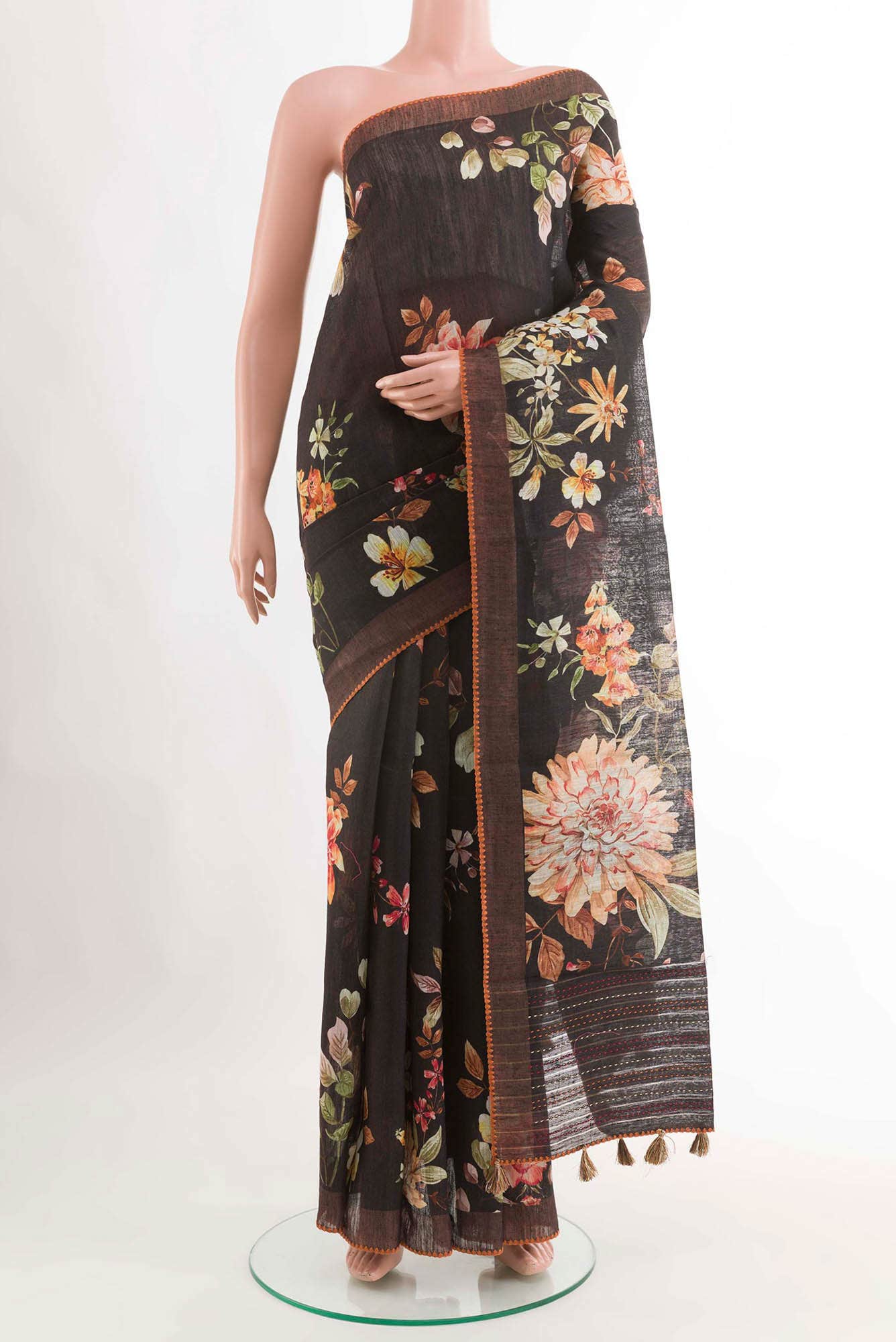Black Tussar Saree