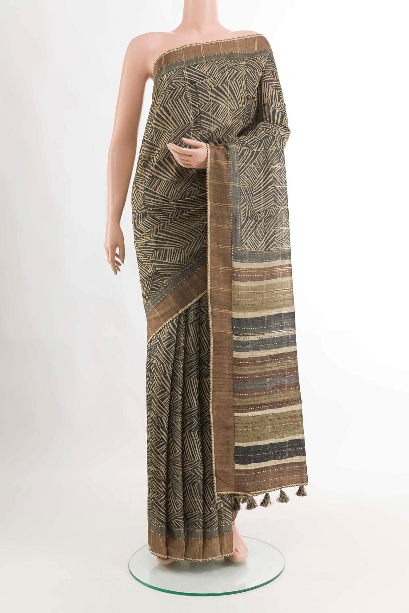 Beige Tussar Saree