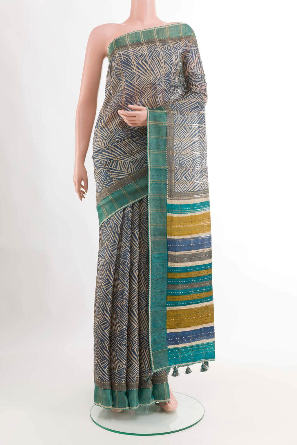 Blue Tussar Saree
