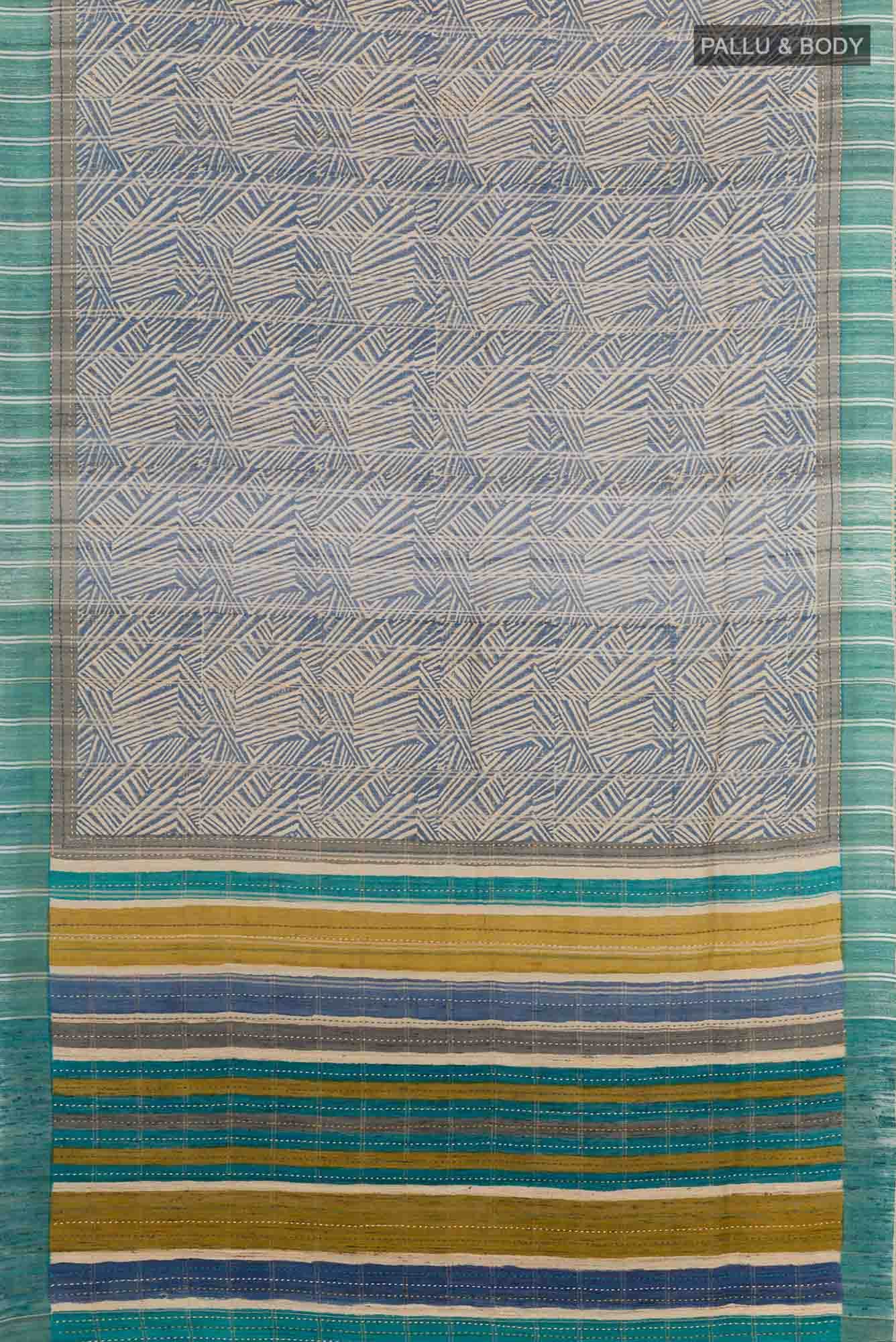 Blue Tussar Saree
