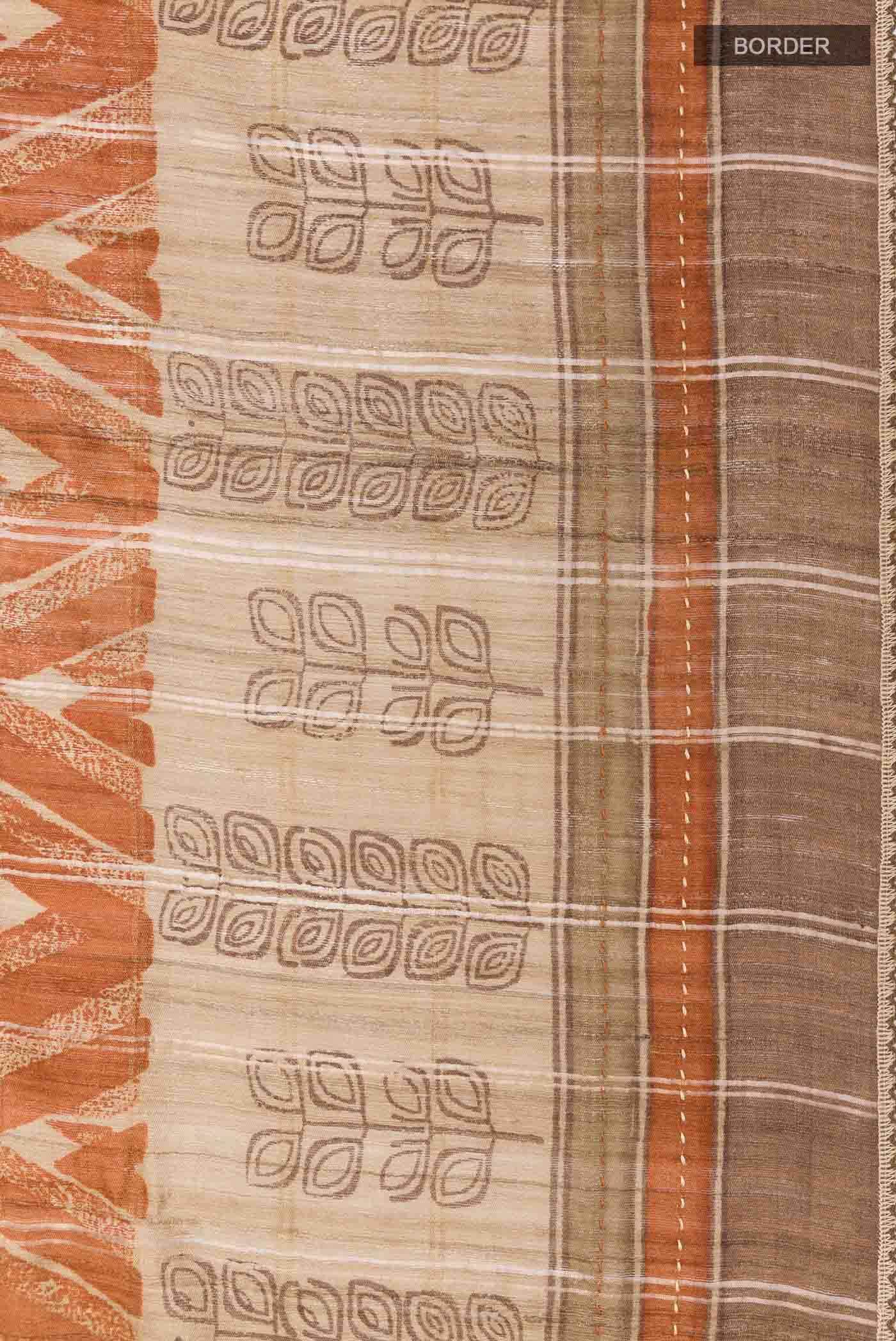 Brick Orange Tussar Saree