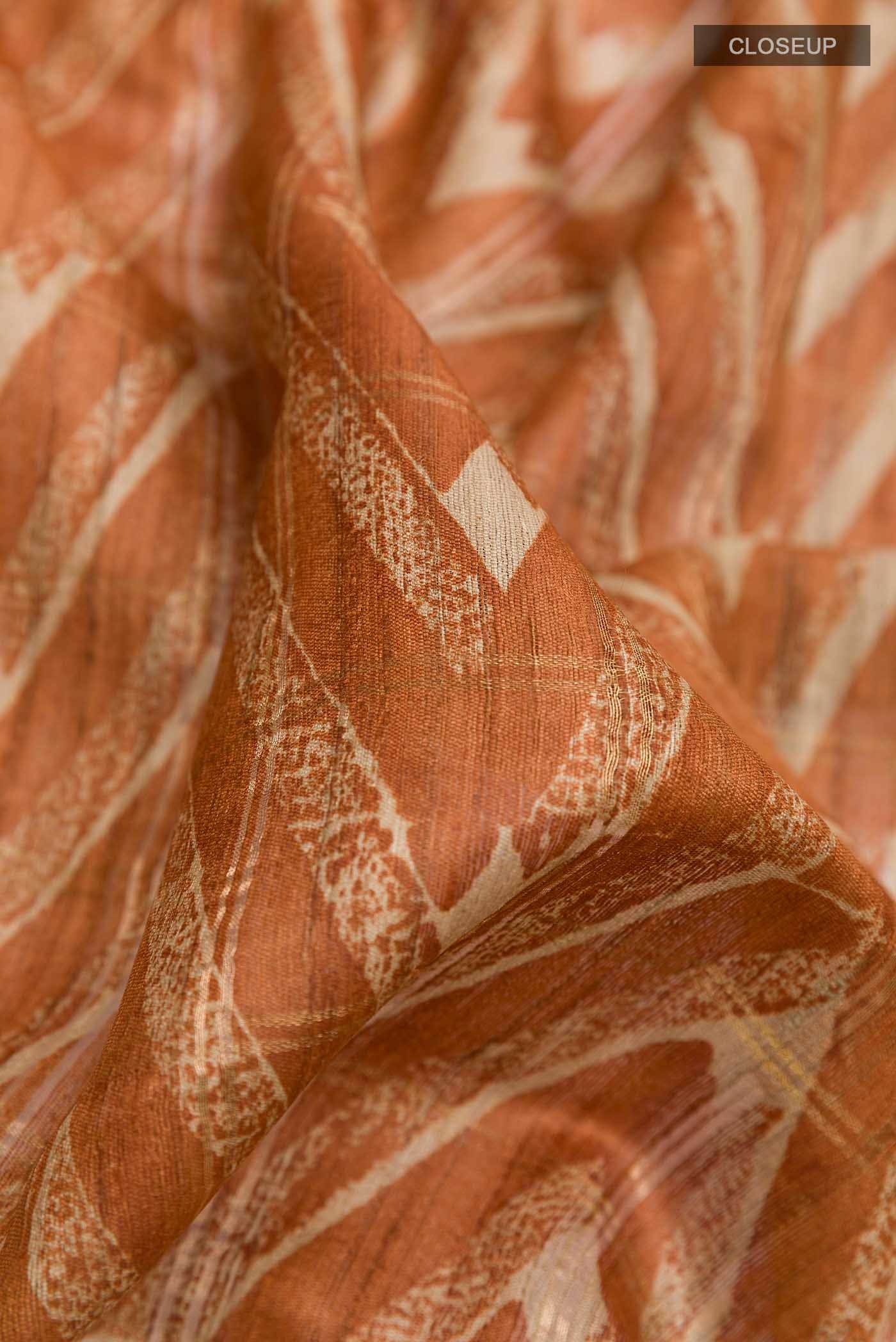 Brick Orange Tussar Saree
