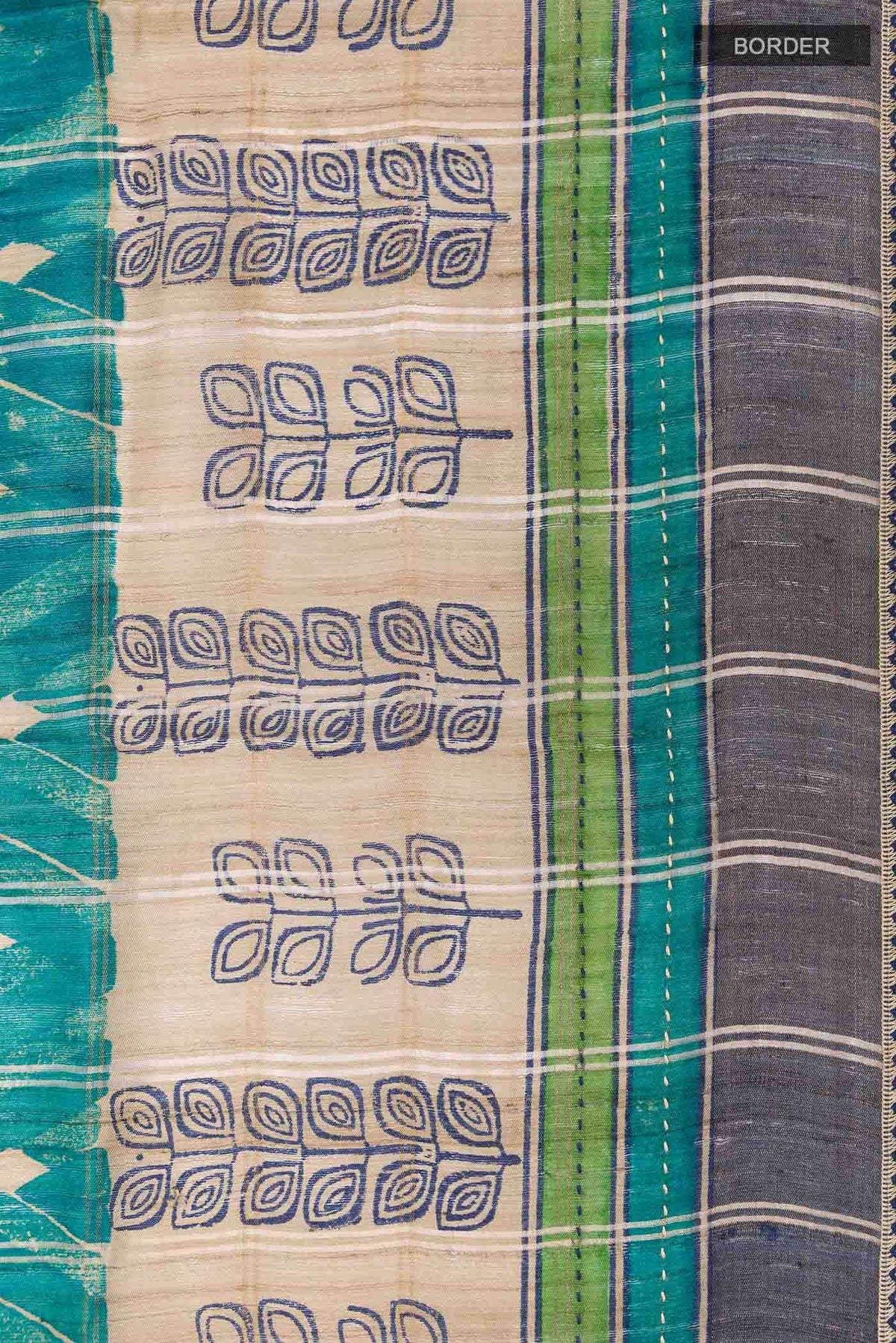 Teal Tussar Silk Saree