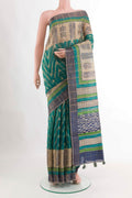 Teal Tussar Silk Saree