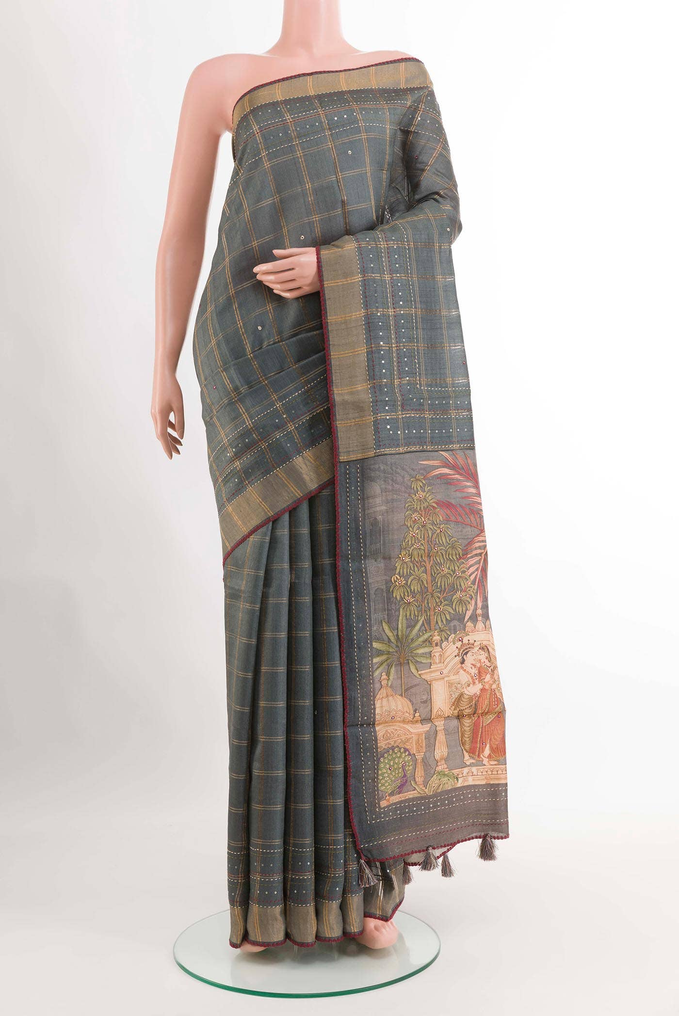 Grey Tussar Saree