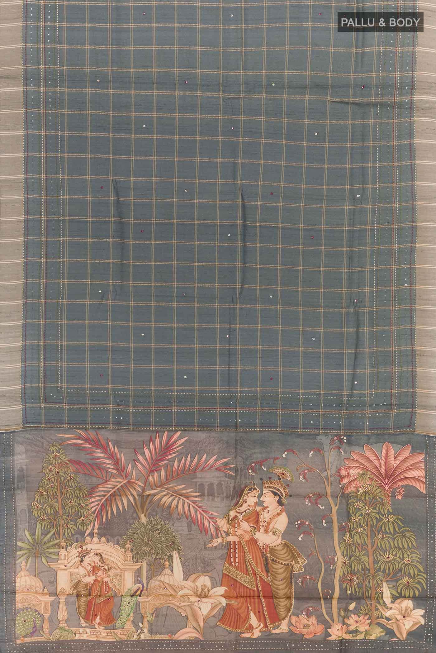 Grey Tussar Saree