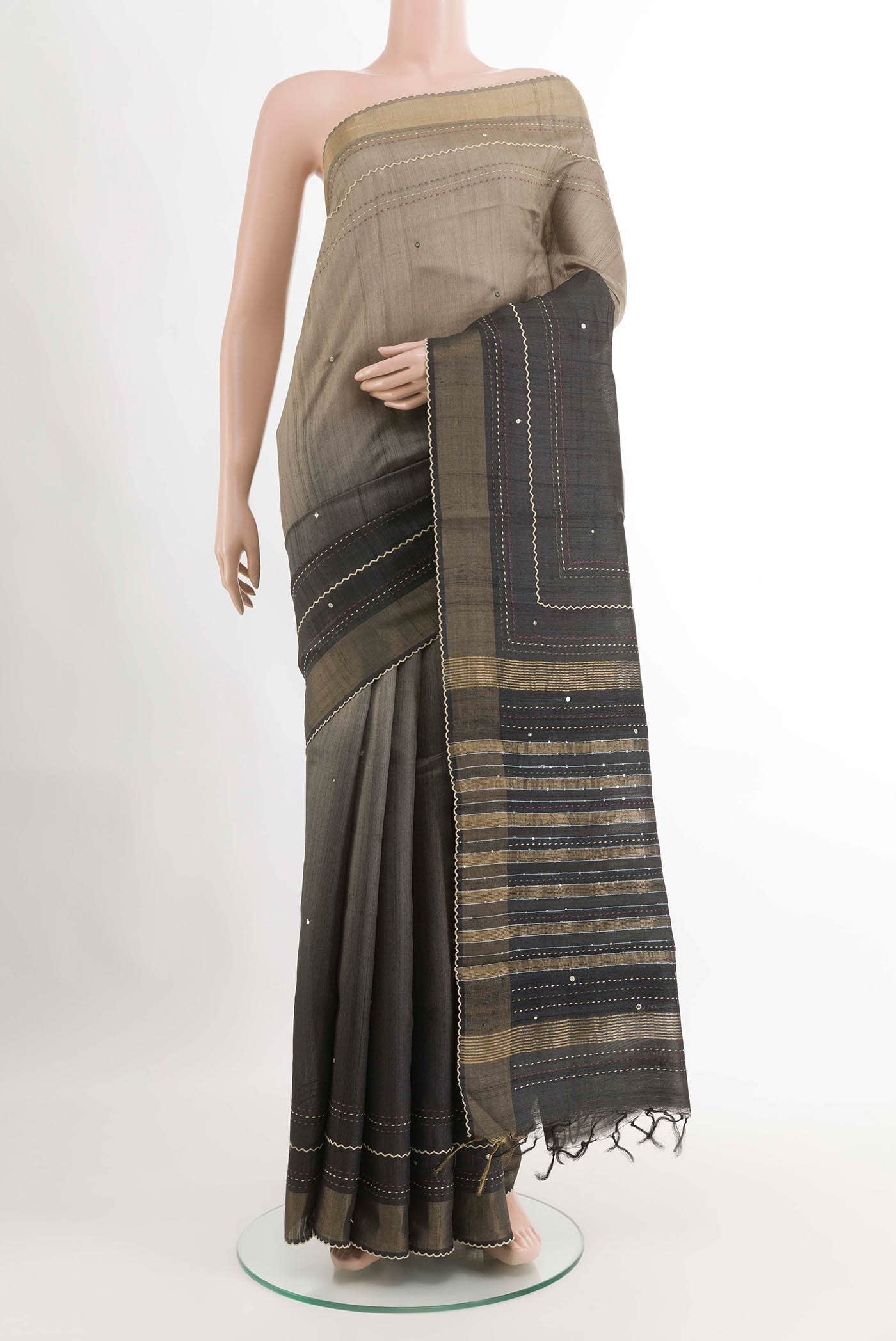 Black Tussar Saree