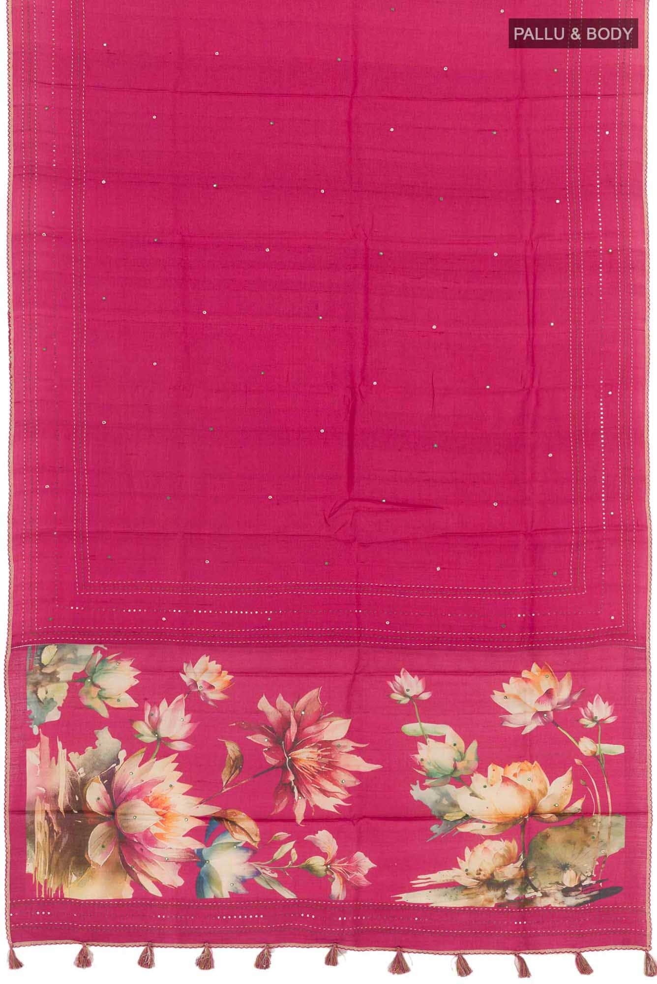 Dark Pink Tussar Saree