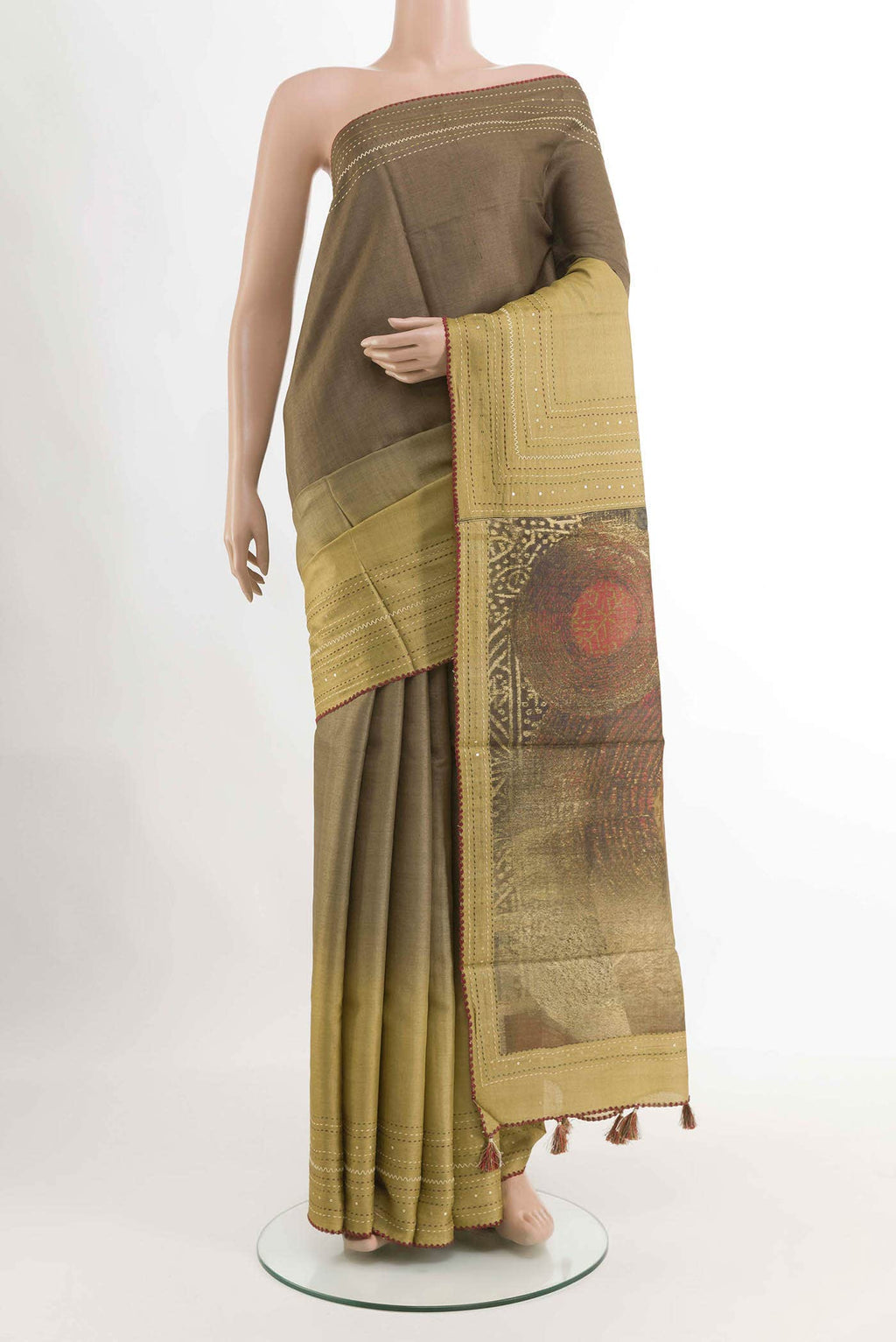 Brown Tussar Saree