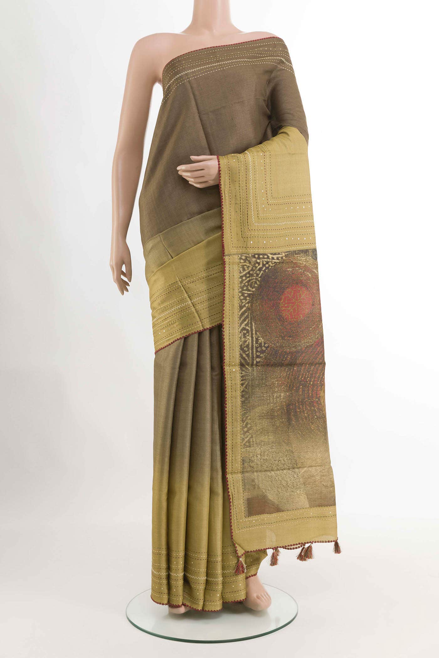 Brown Tussar Saree