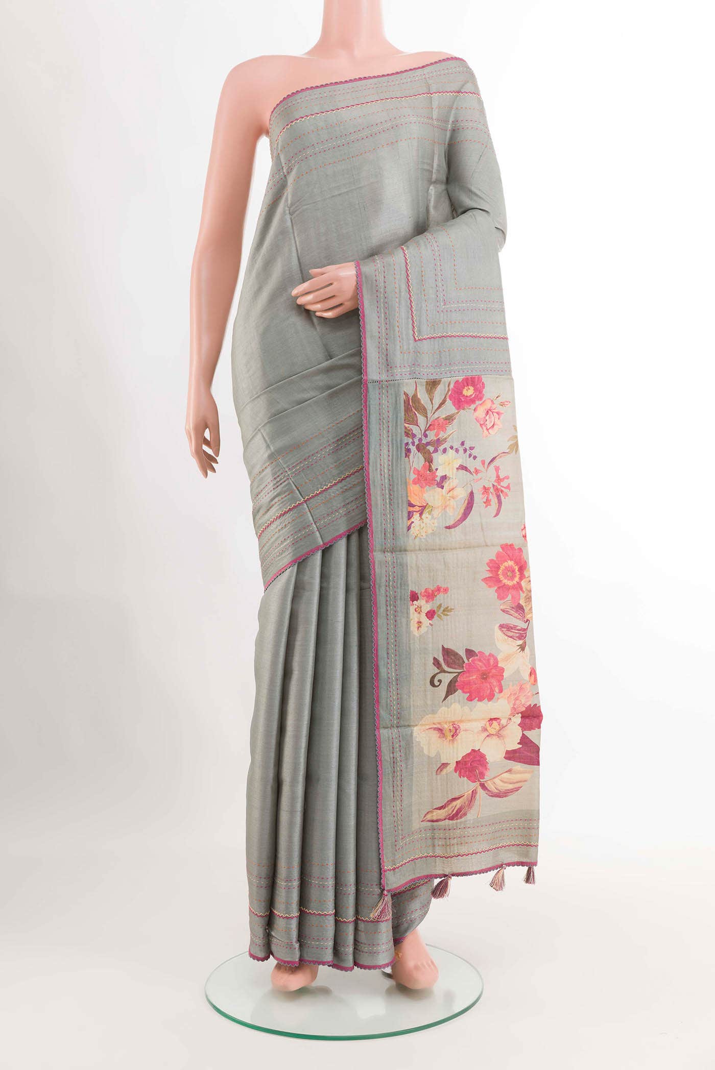 Grey Tussar Saree