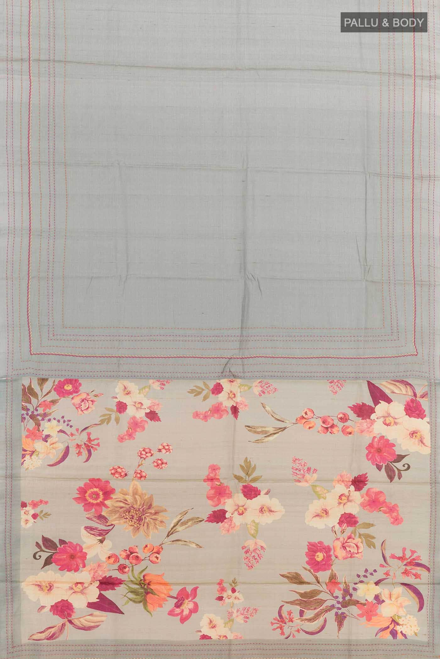 Grey Tussar Saree