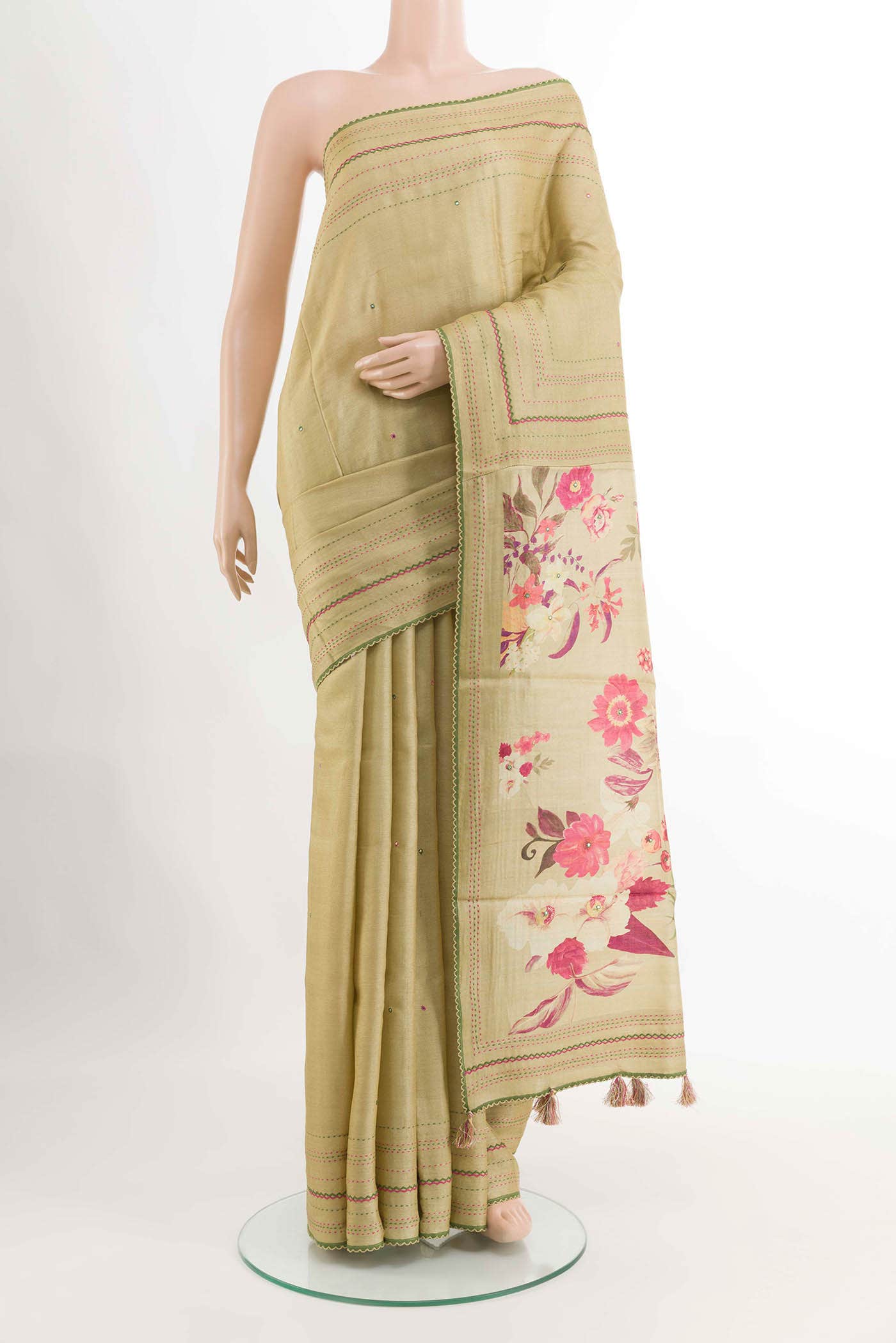 Beige Tussar Saree