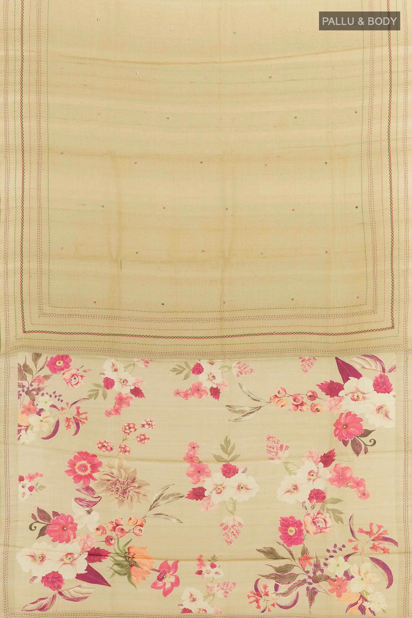 Beige Tussar Saree