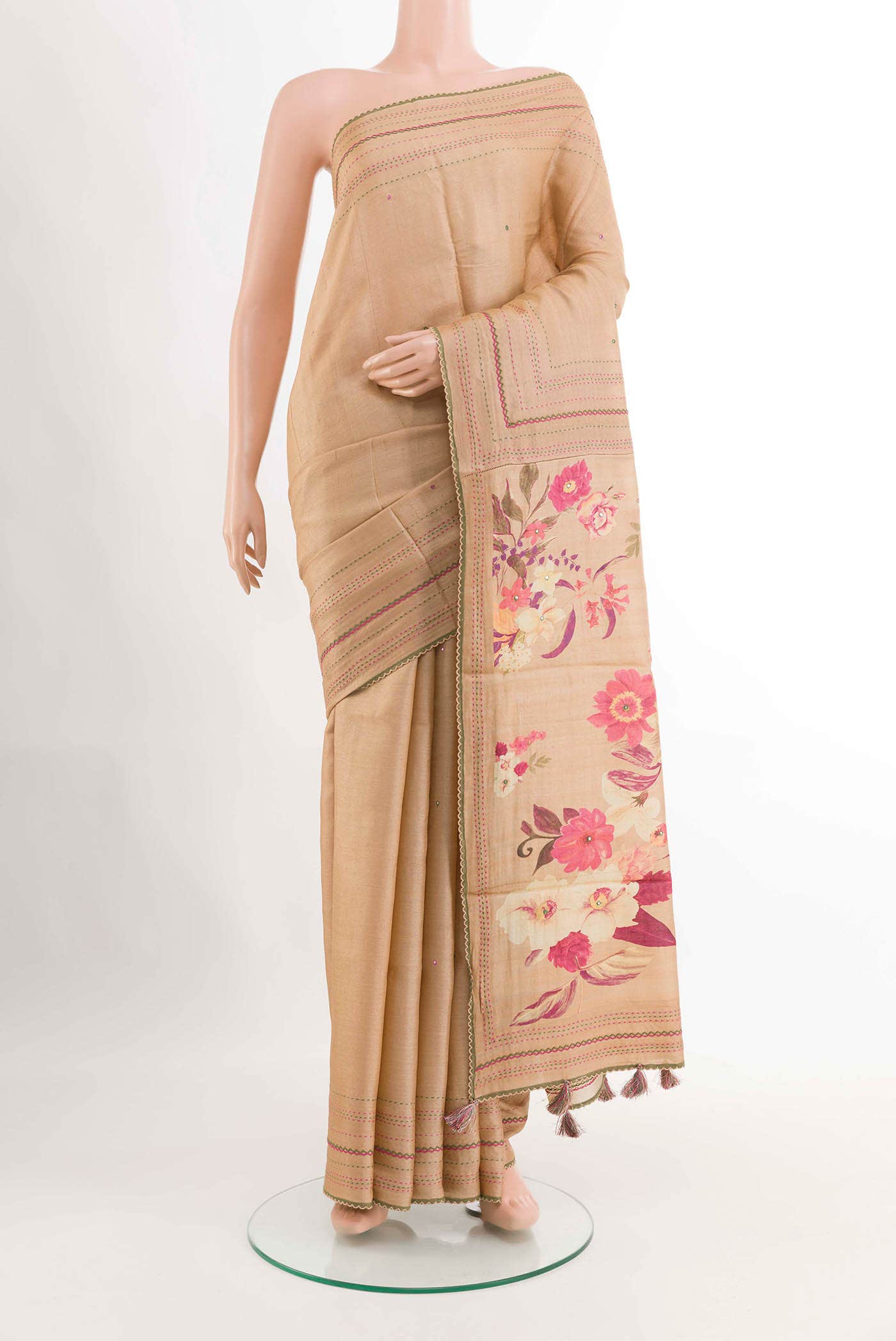 Imperial Pink Tussar Saree