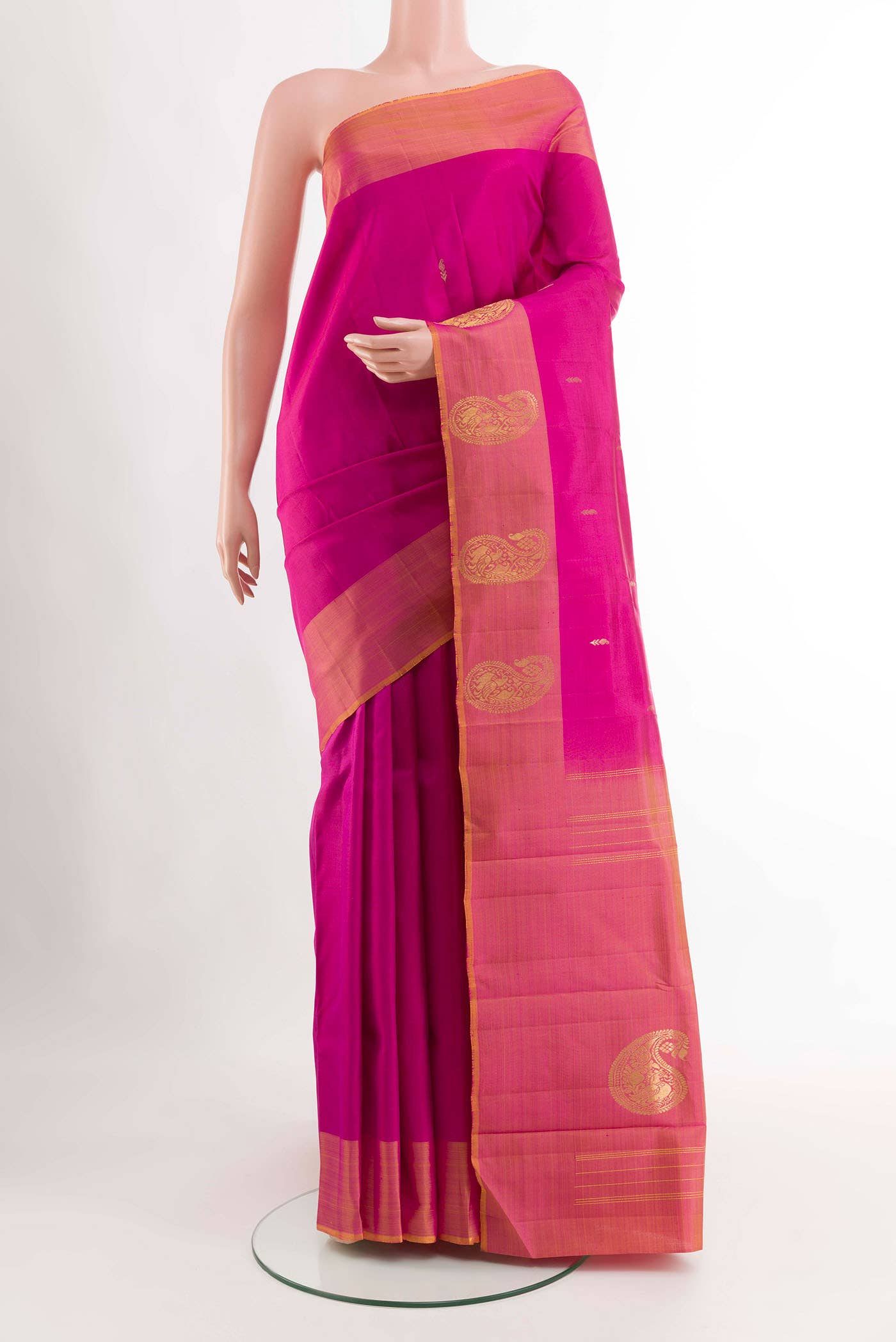 Dark Pink Kanchipuram Silk Saree