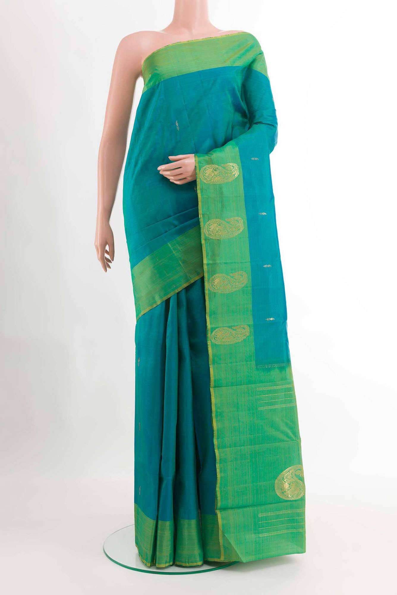 Blue Dual Tone Kanchipuram Silk Saree