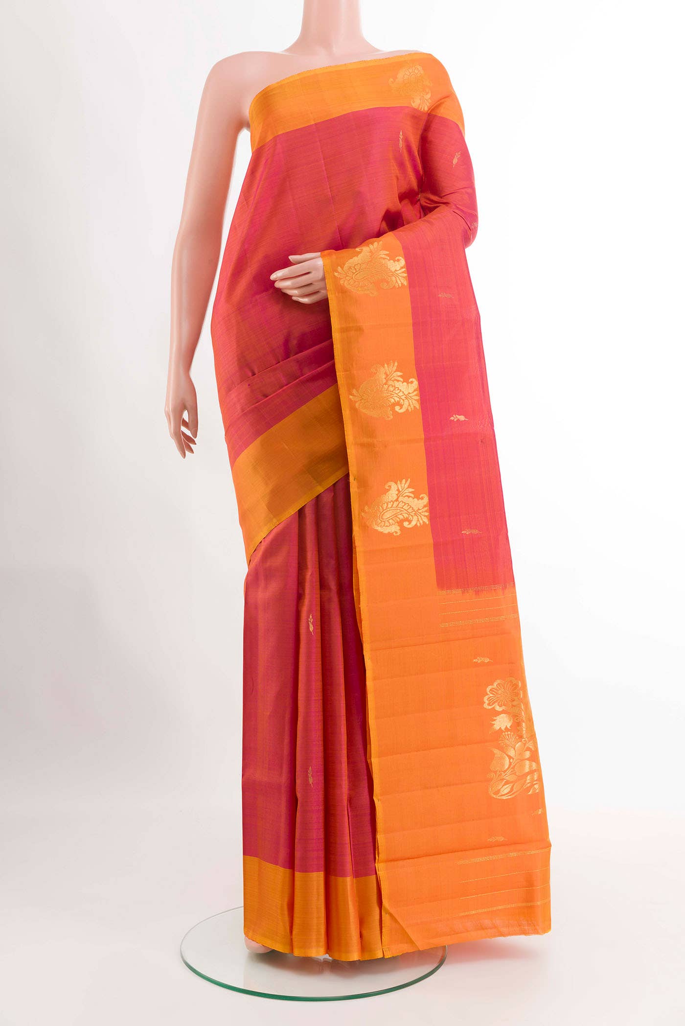 Pink Dual Tone Kanchipuram Silk Saree