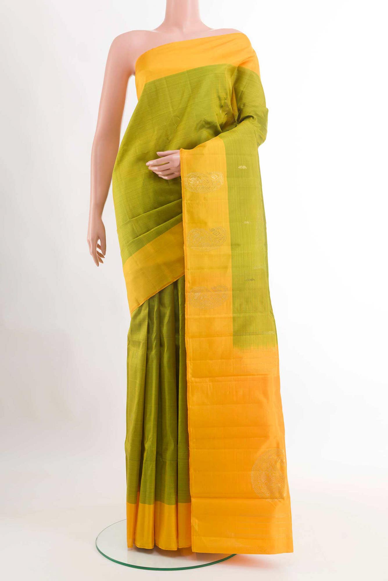Green Dual Tone Kanchipuram Silk Saree