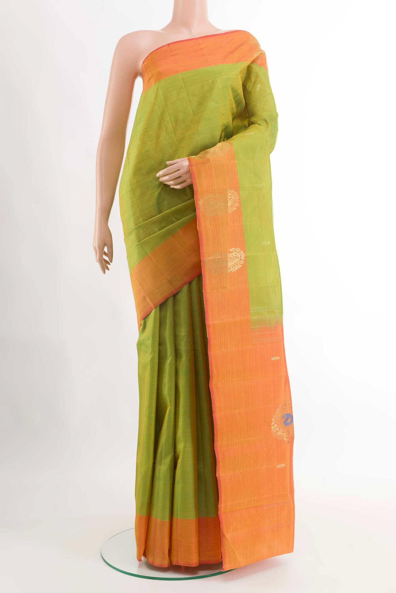 Green Dual Tone Kanchipuram Silk Saree