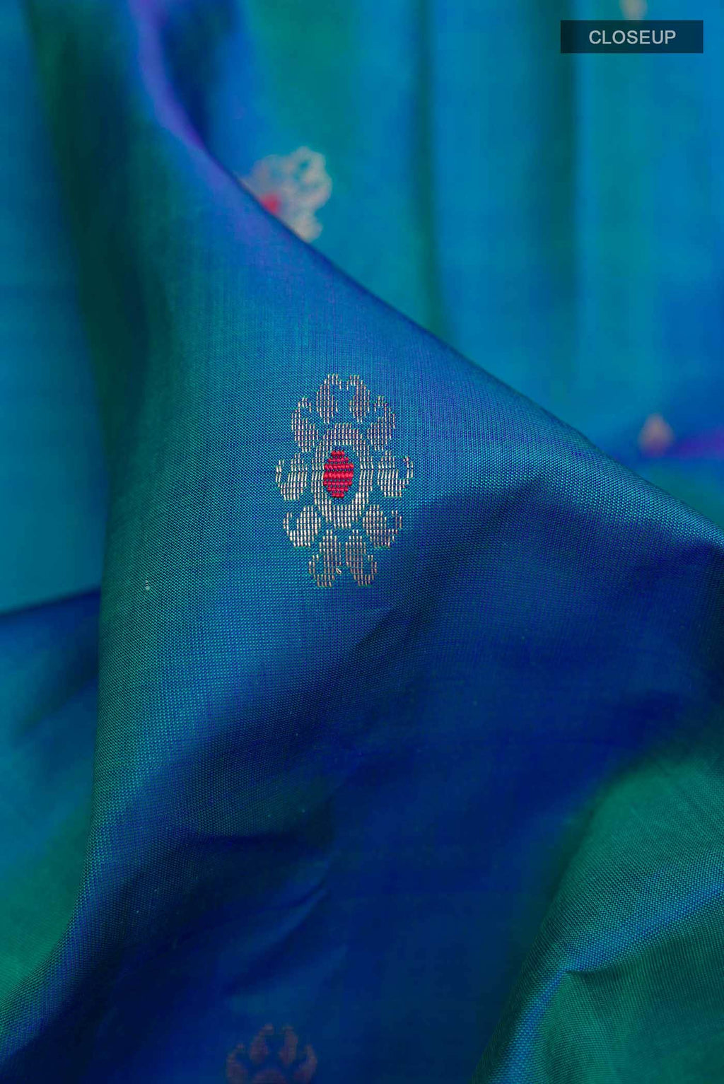 Peacock Blue Kanchipuram Silk Saree