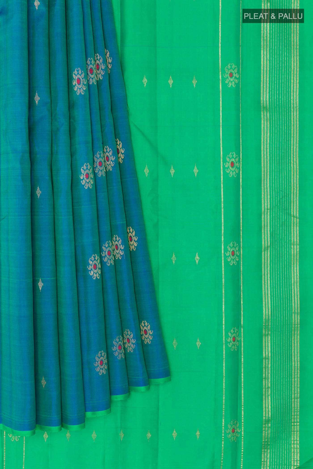 Peacock Blue Kanchipuram Silk Saree