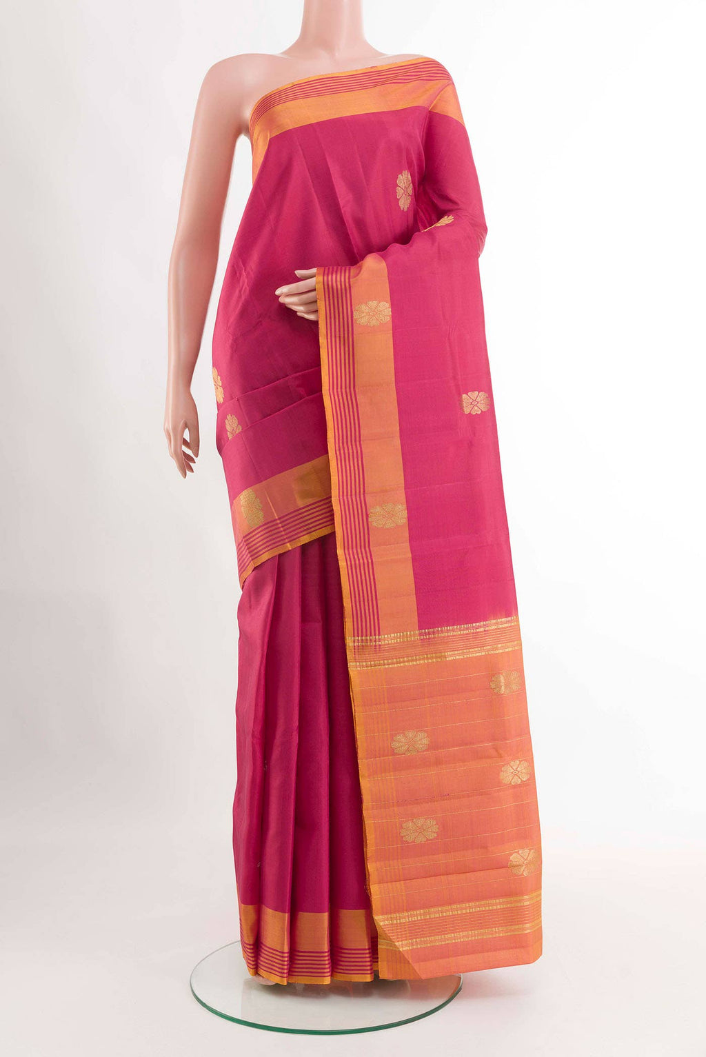 Dark Pink Kanchipuram Silk Saree