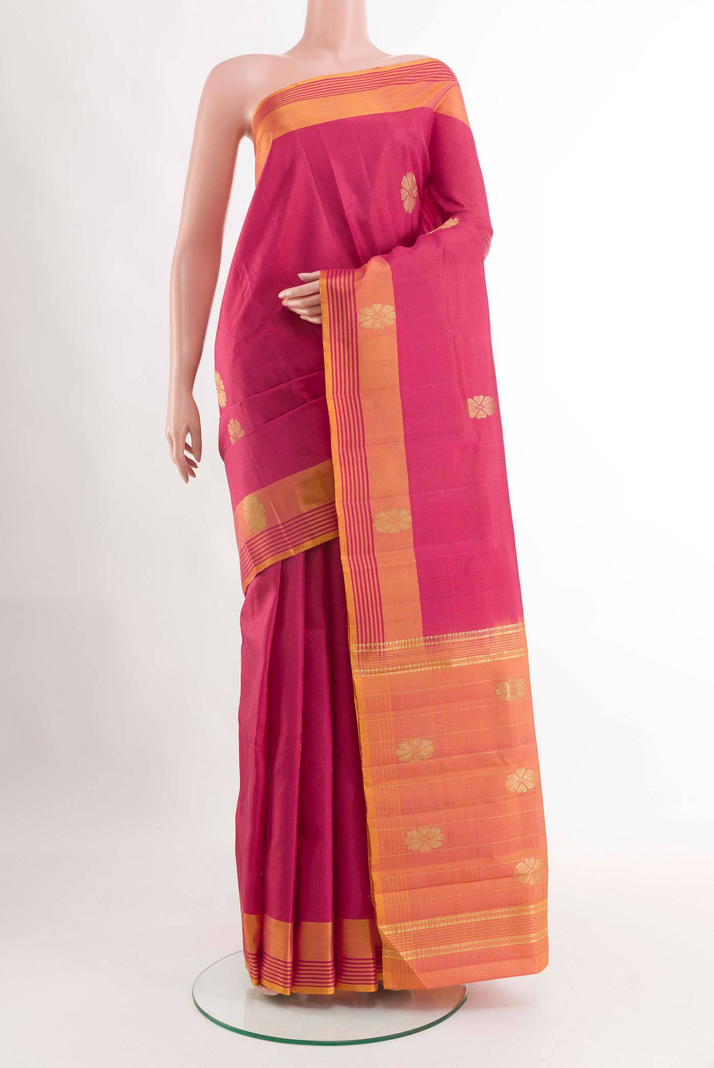 Dark Pink Kanchipuram Silk Saree