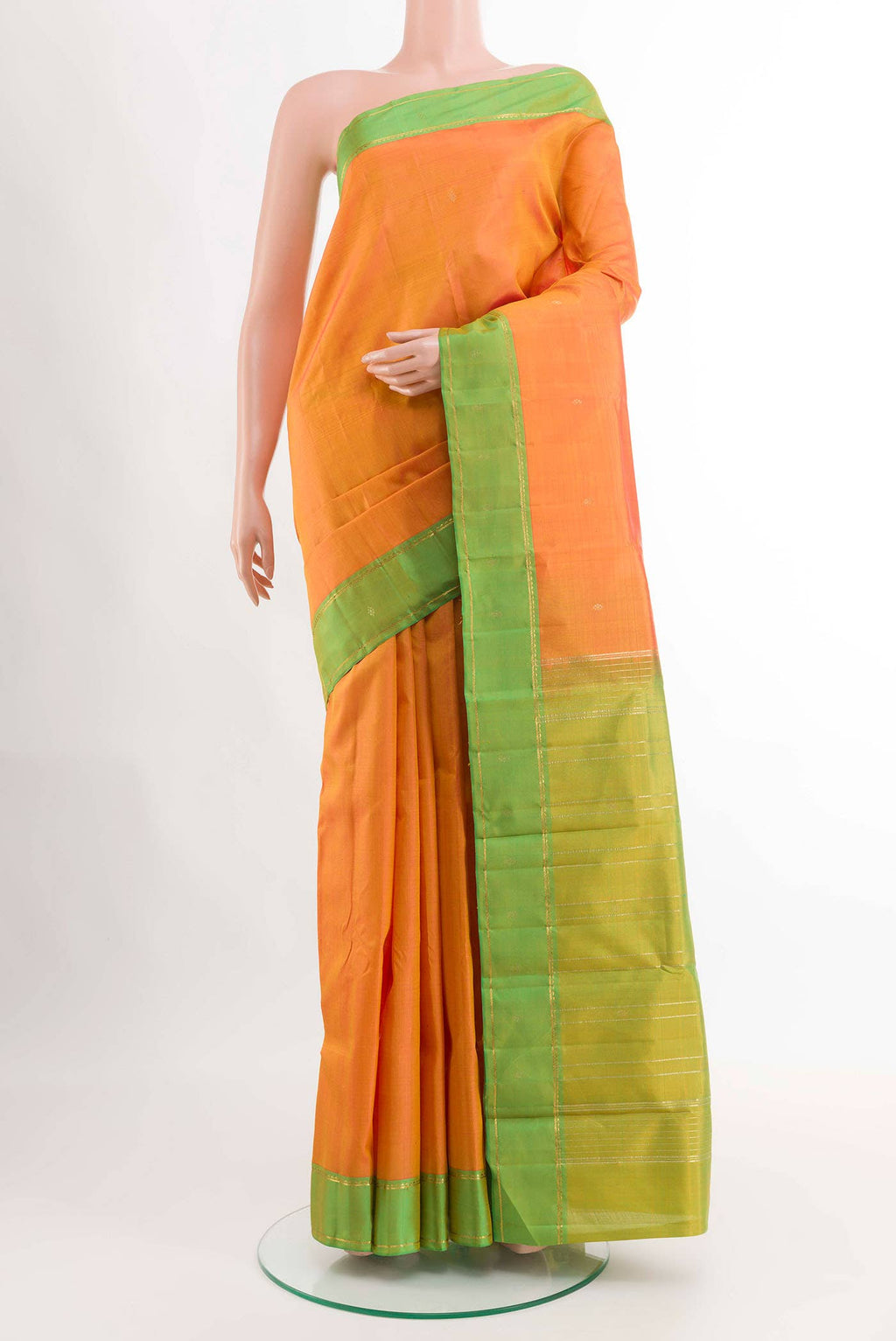 Orange Dual Tone Kanchipuram Silk Saree