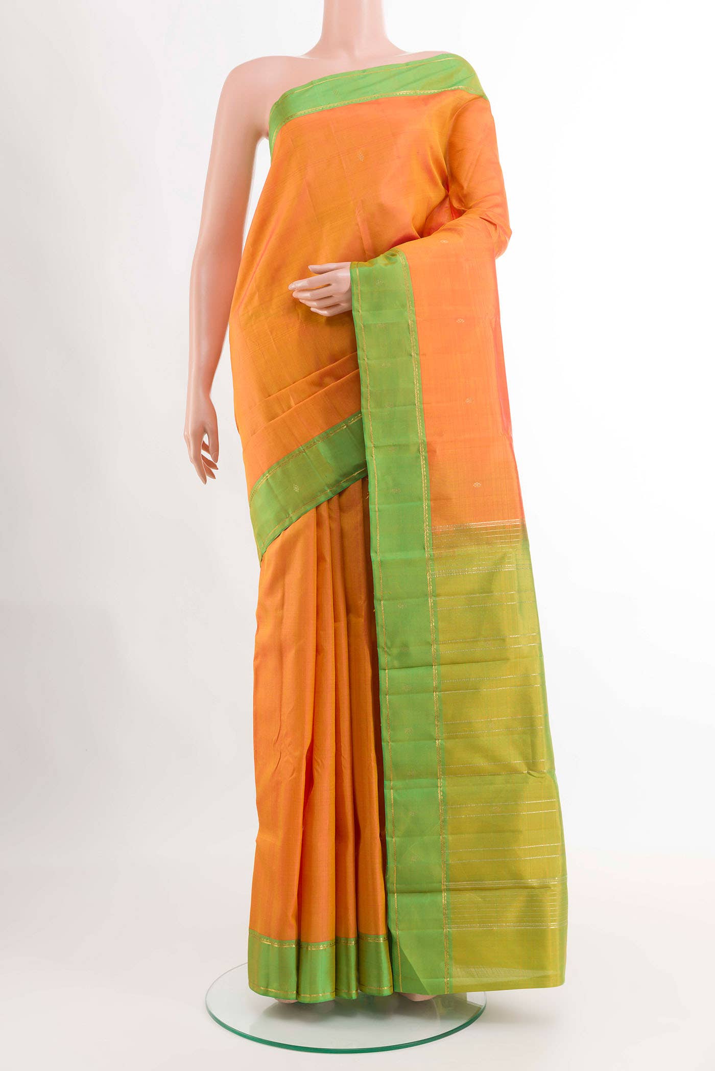 Orange Dual Tone Kanchipuram Silk Saree