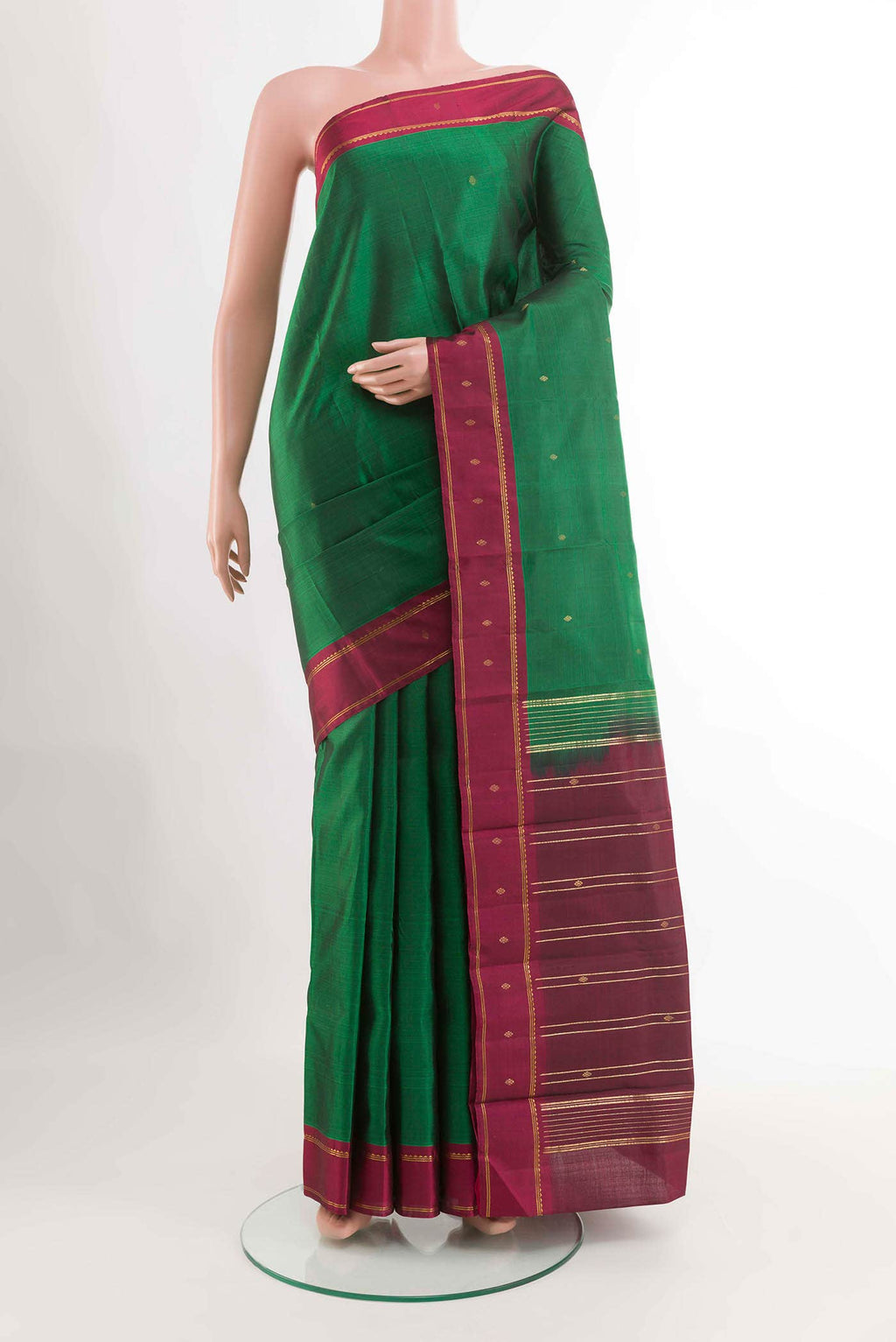 Bottle Green Kanchipuram Silk Saree