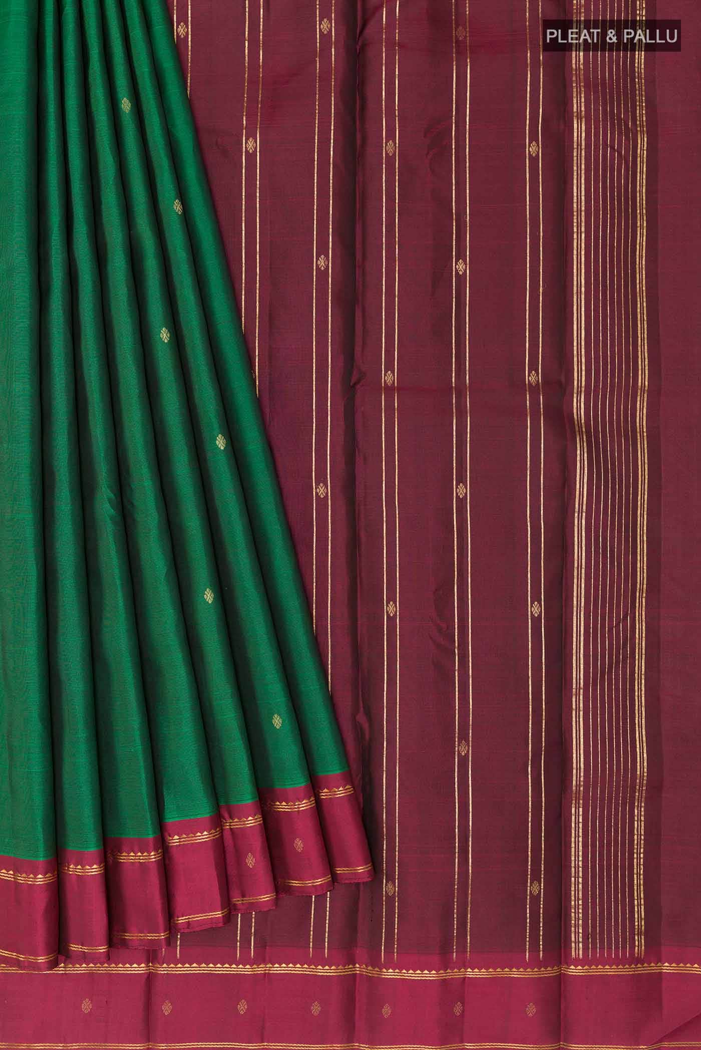 Bottle Green Kanchipuram Silk Saree