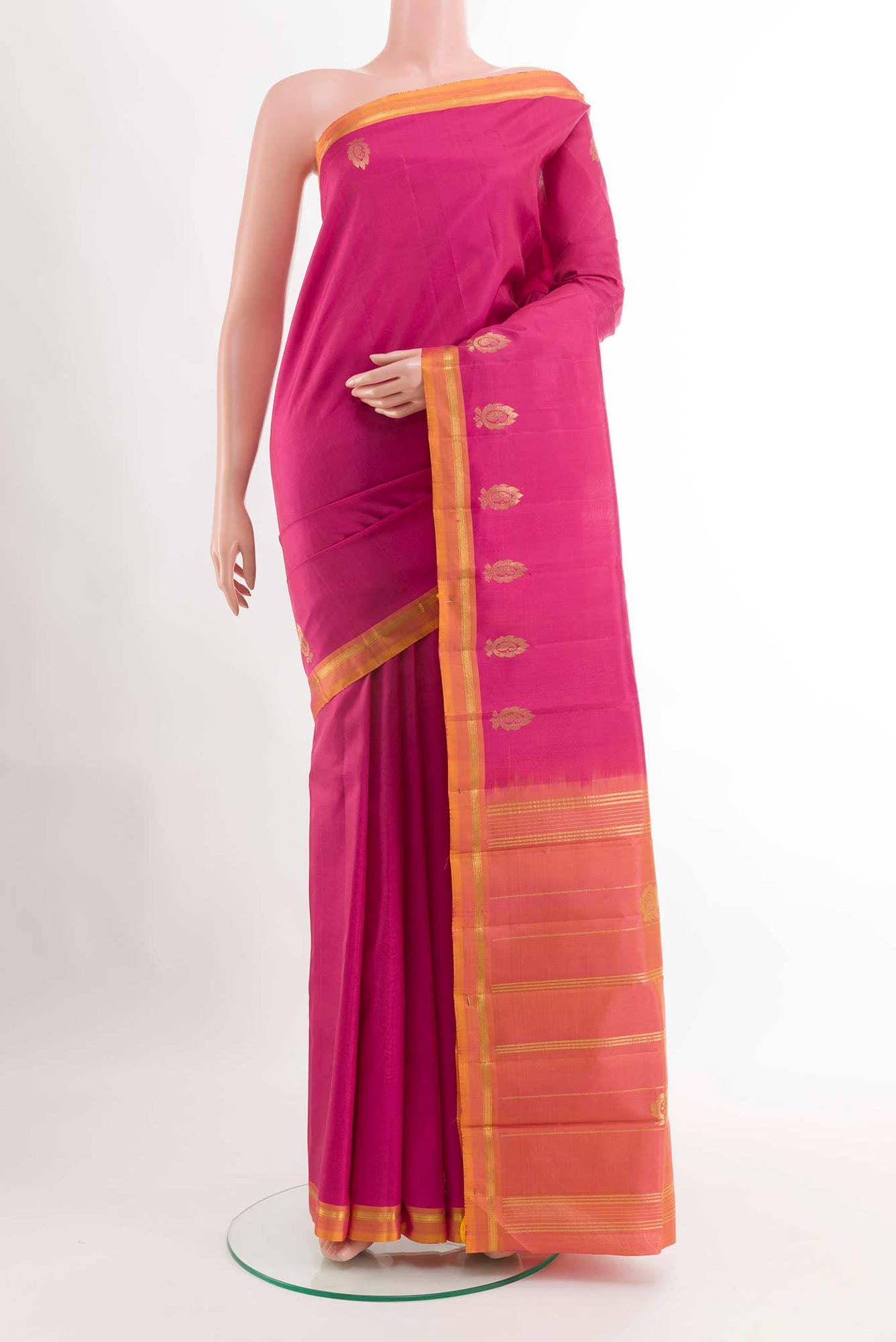 Pink Dual Tone Kanchipuram Silk Saree