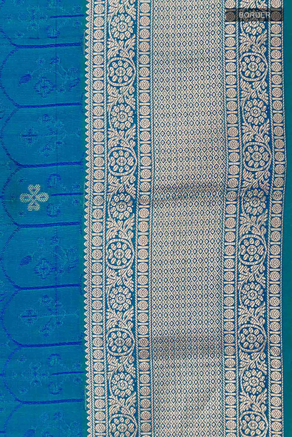 Peacock Blue Dual Tone Kanchipuram Silk Saree